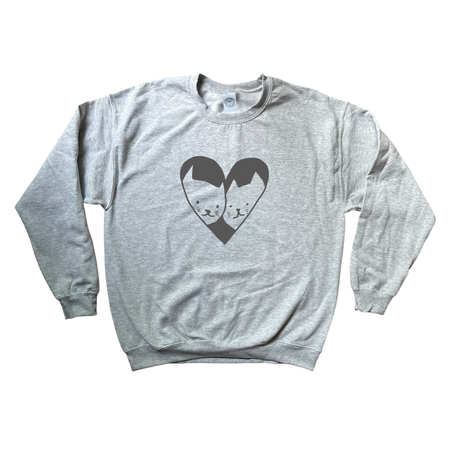 Dark grey on Grey 2 cats in love sweatshirt