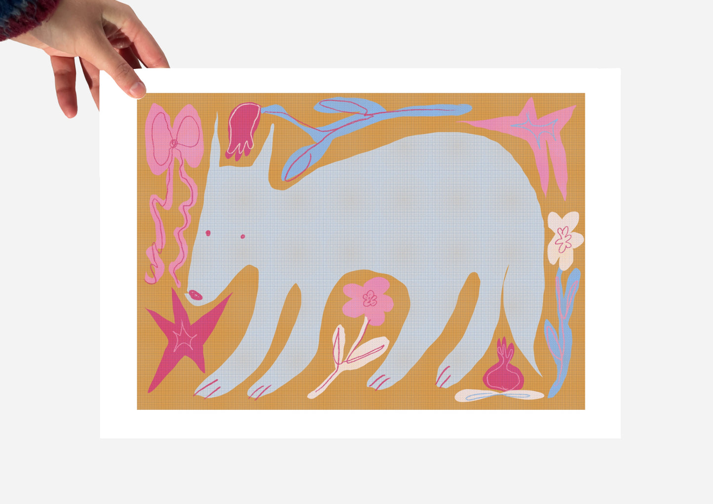 Forest dog orange print