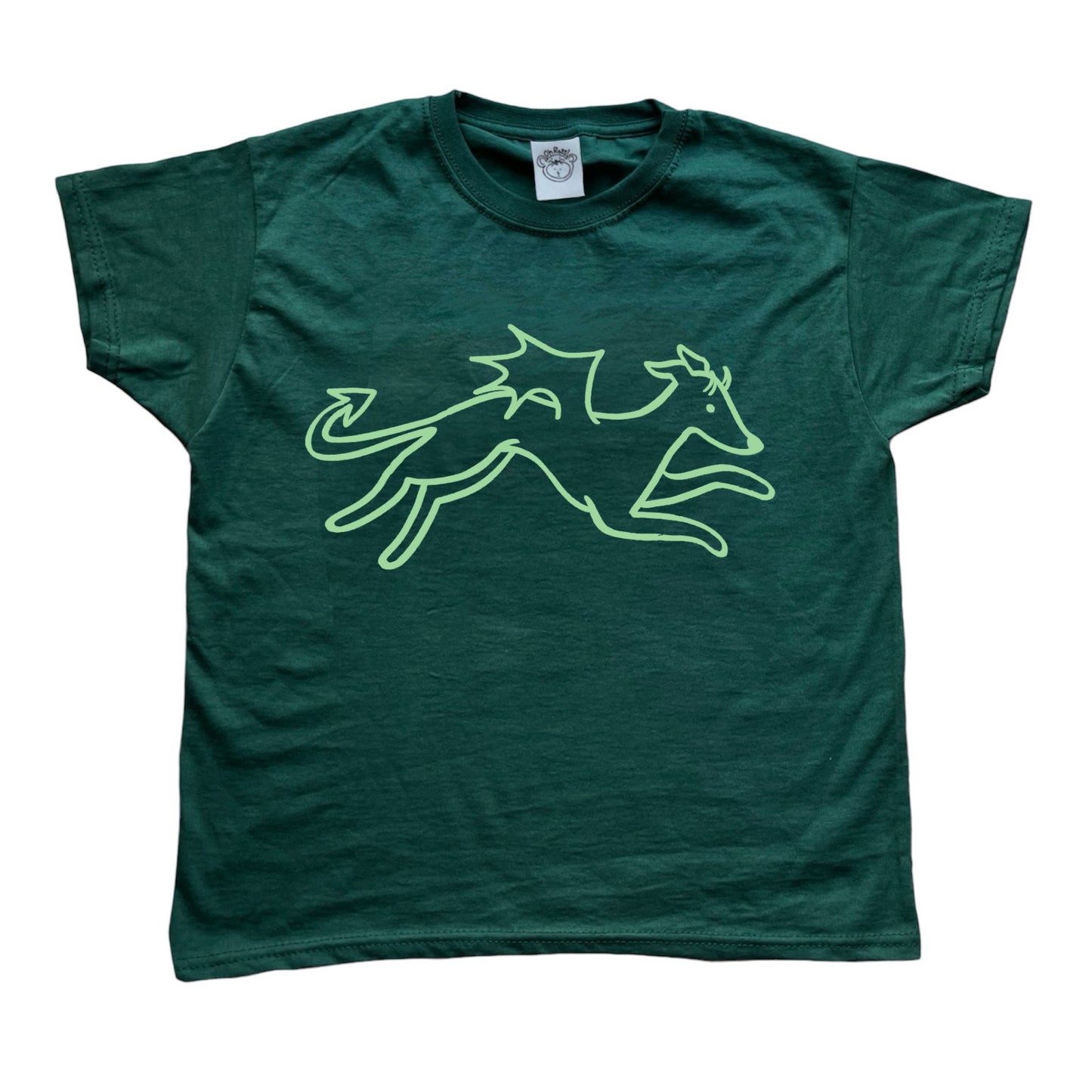 Devil Dog light green on forest green Baby Tee