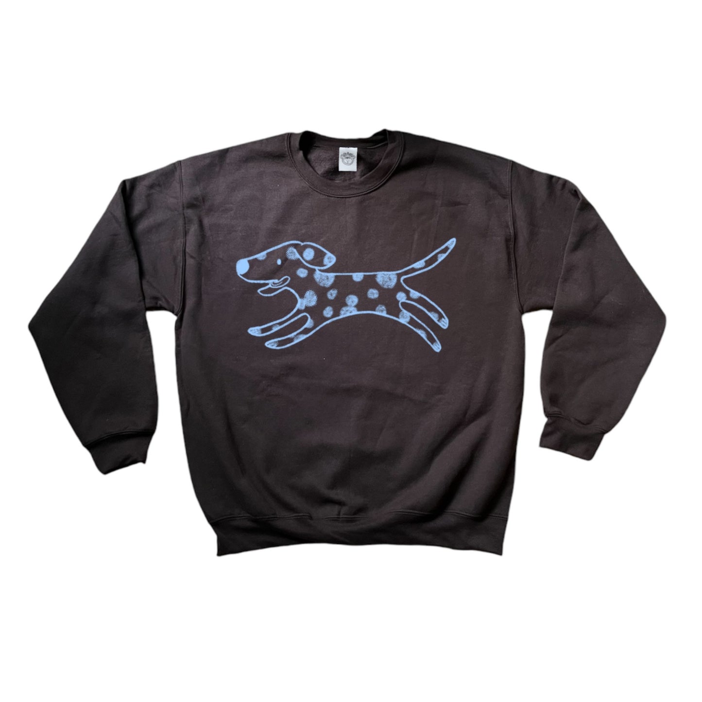 Polka dot dalmatian dog light green on brown sweatshirt