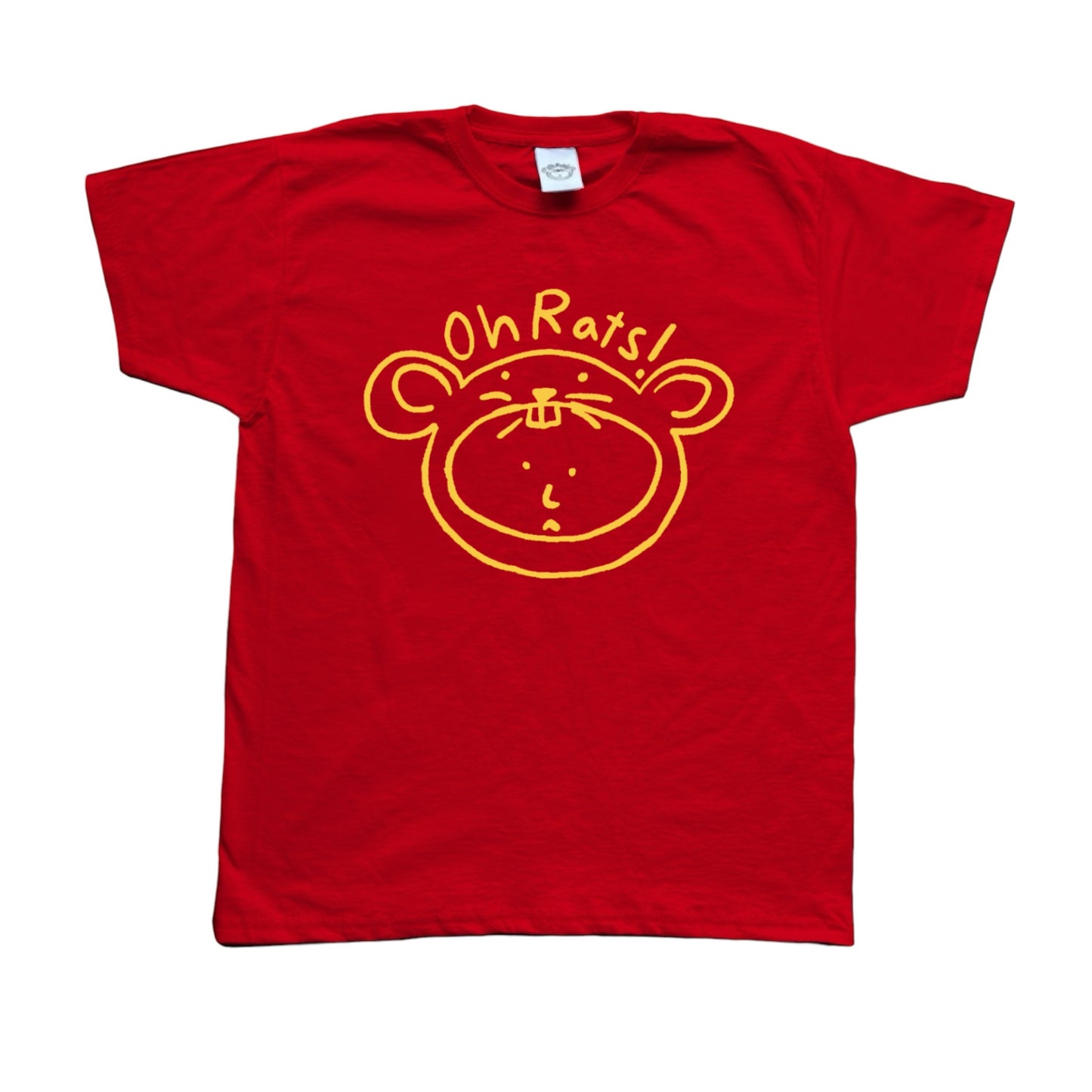 Oh Rats! Logo Yellow on Red baby tee