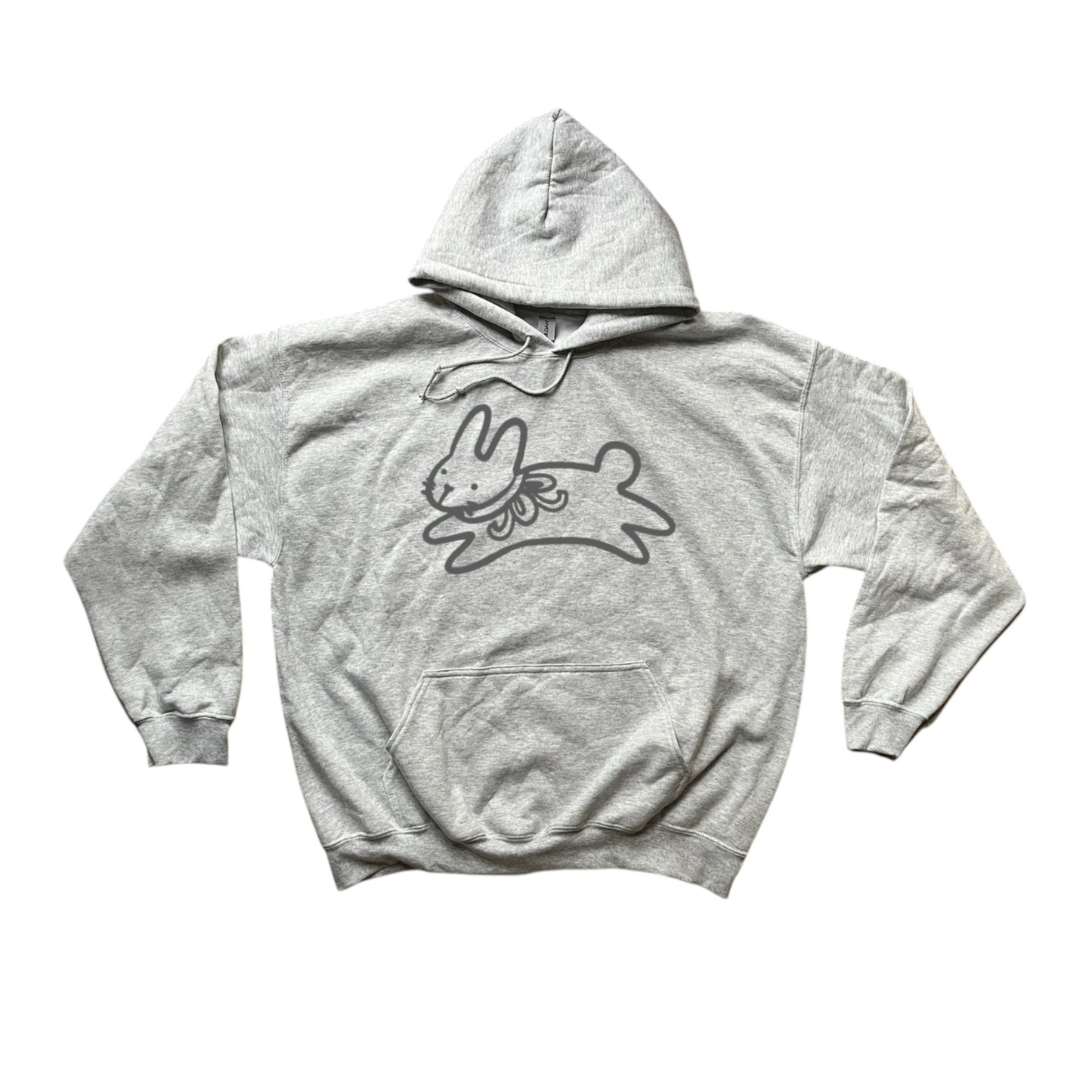 Bow bunny dark grey on grey hoodie