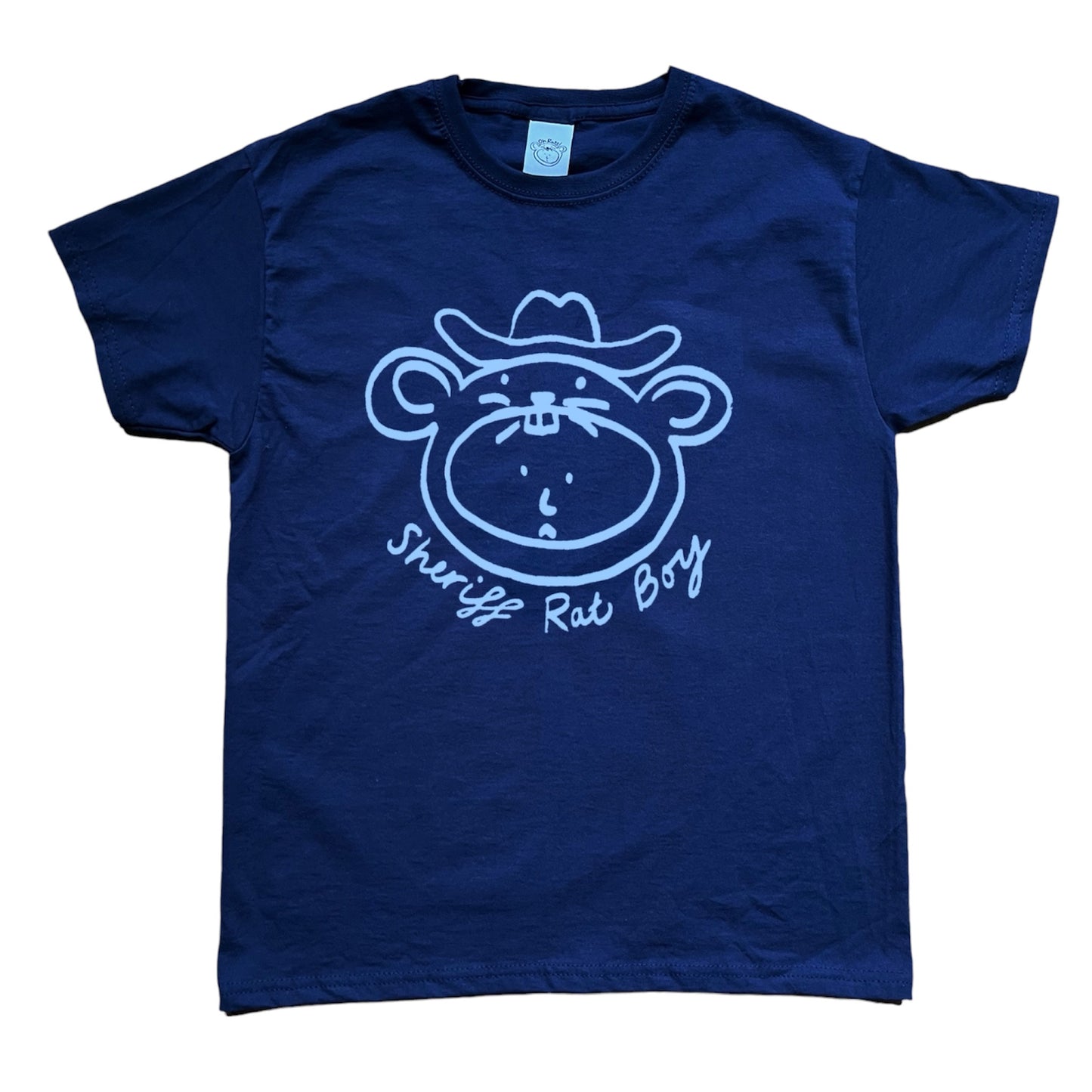 ‘Sheriff Rat Boy' Light Blue on Navy Baby Tee