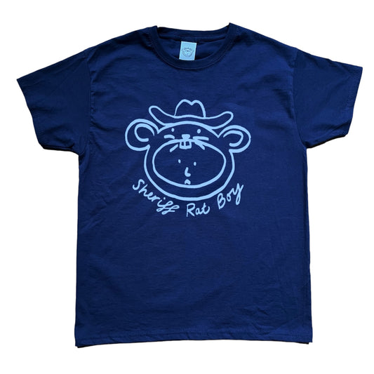 ‘Sheriff Rat Boy' Light Blue on Navy Baby Tee