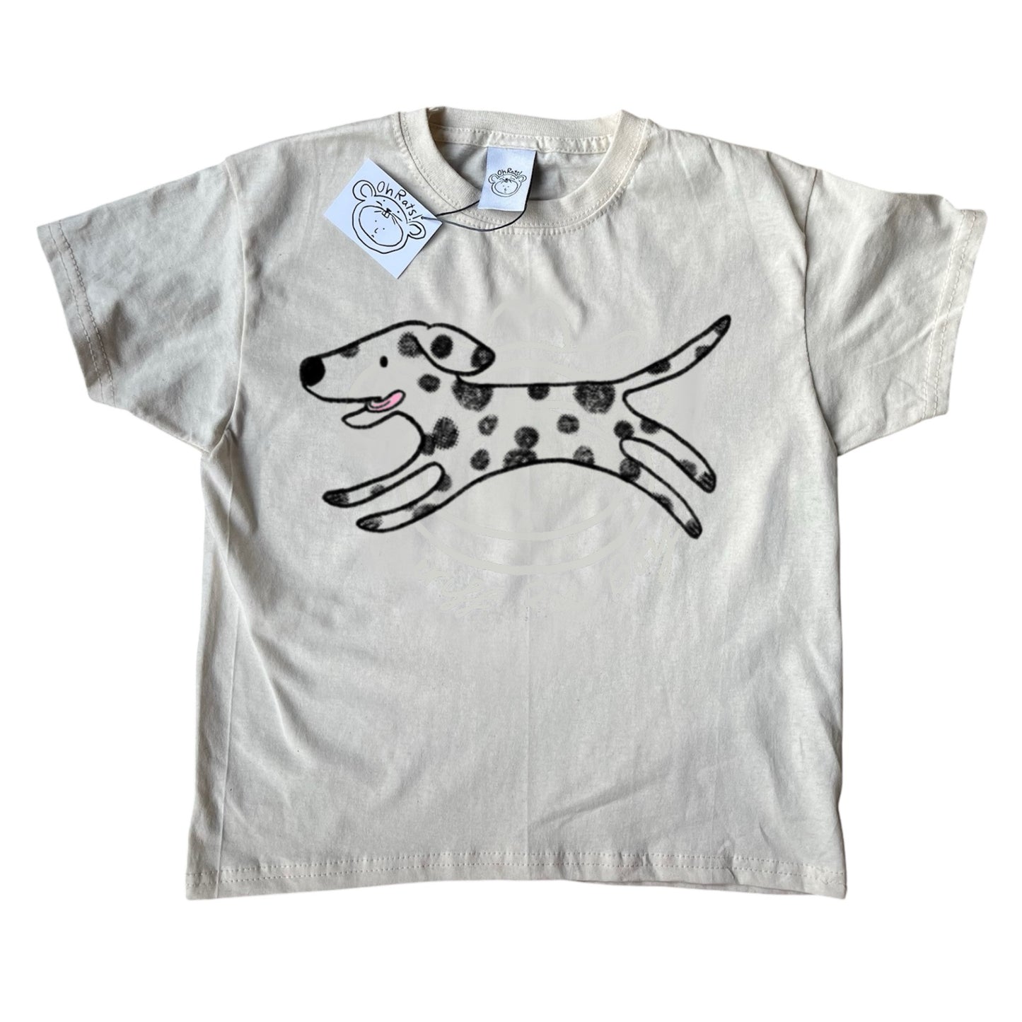 Polka dot pink tongue Dalmatian black on beige Baby Tee