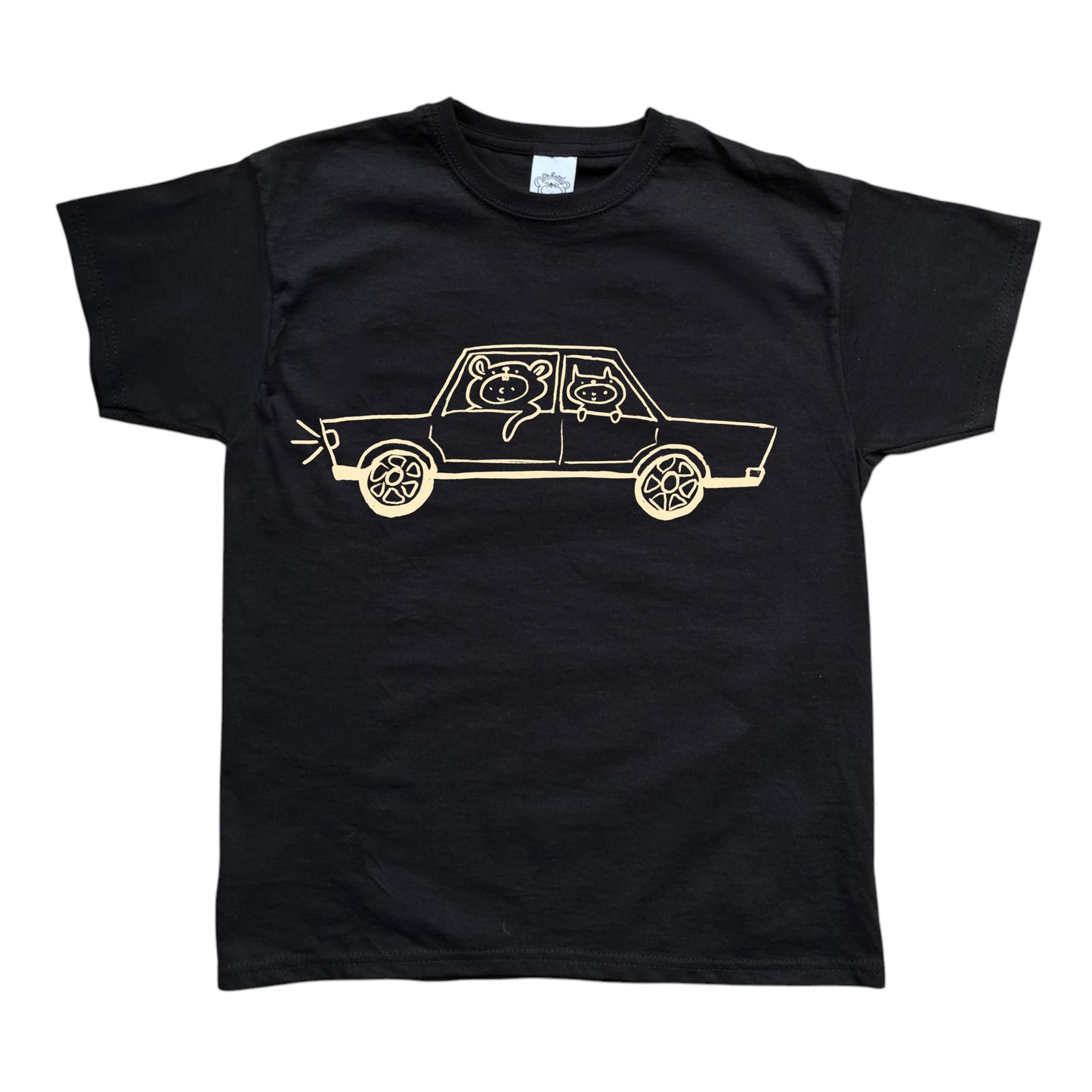 Beige on black critter road trip tee
