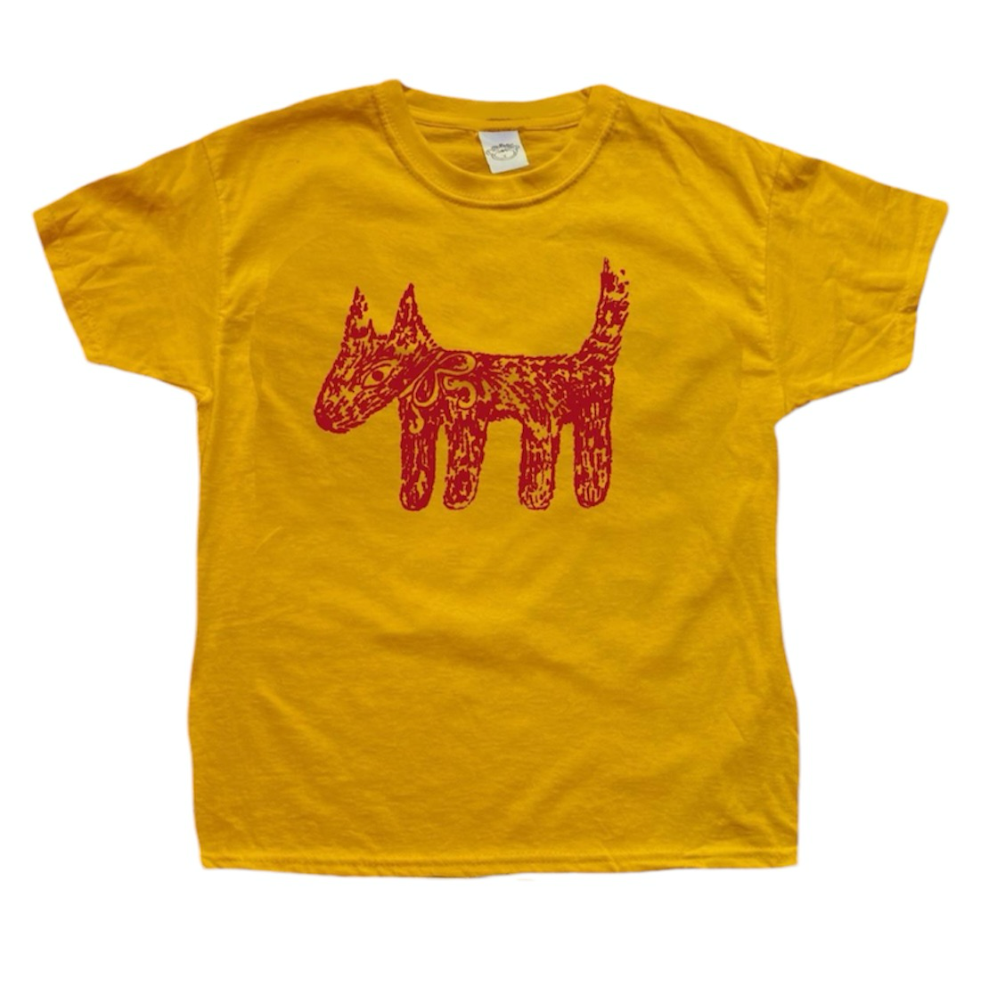Scruffy dog red on yellow Baby Tee