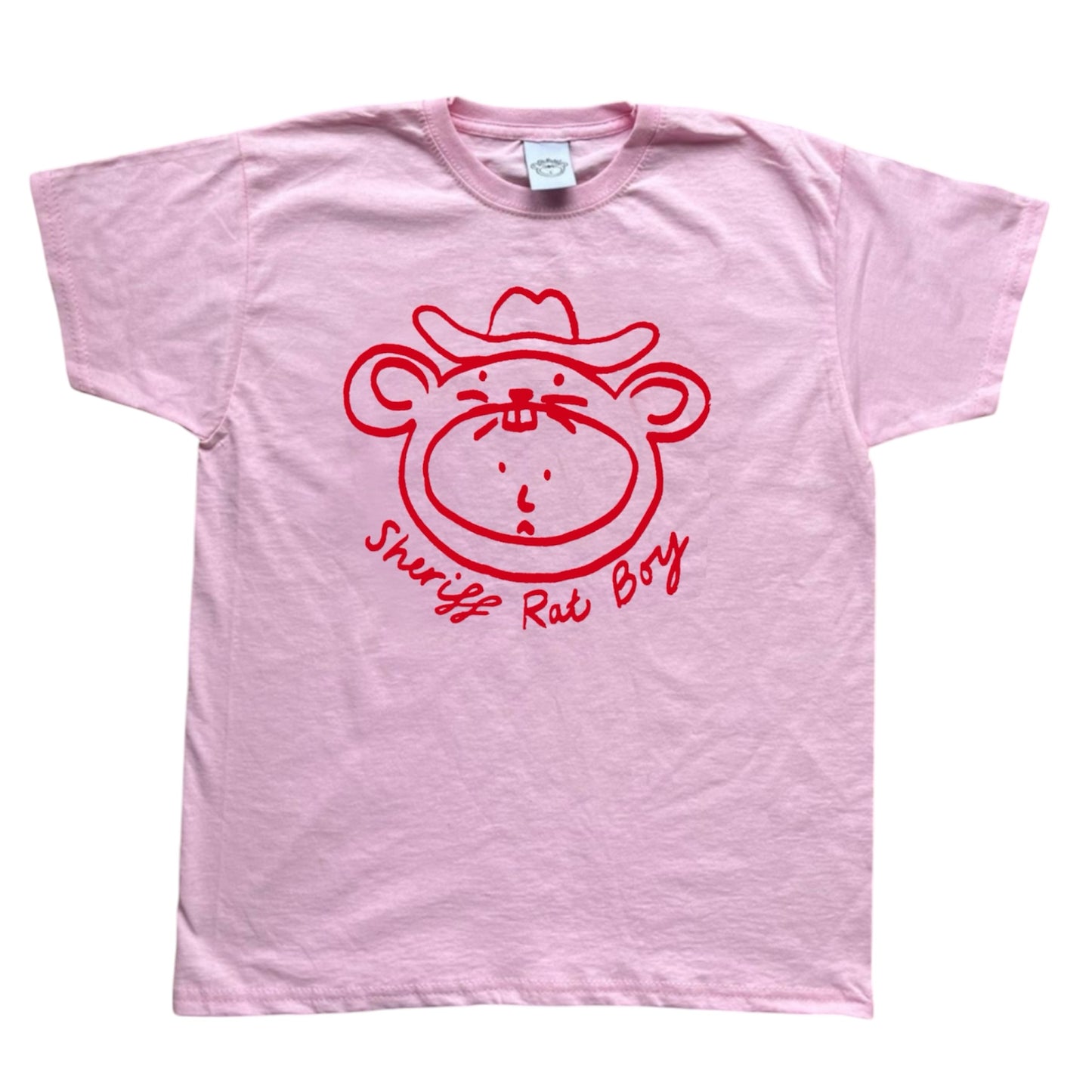 Sheriff Rat Boy' Red on Pink Baby Tee