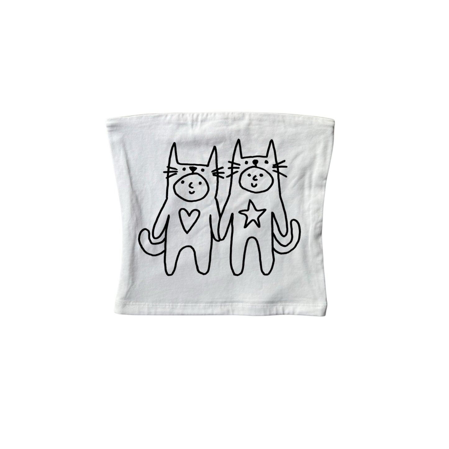 Black on white 2 critters in love bandeau top