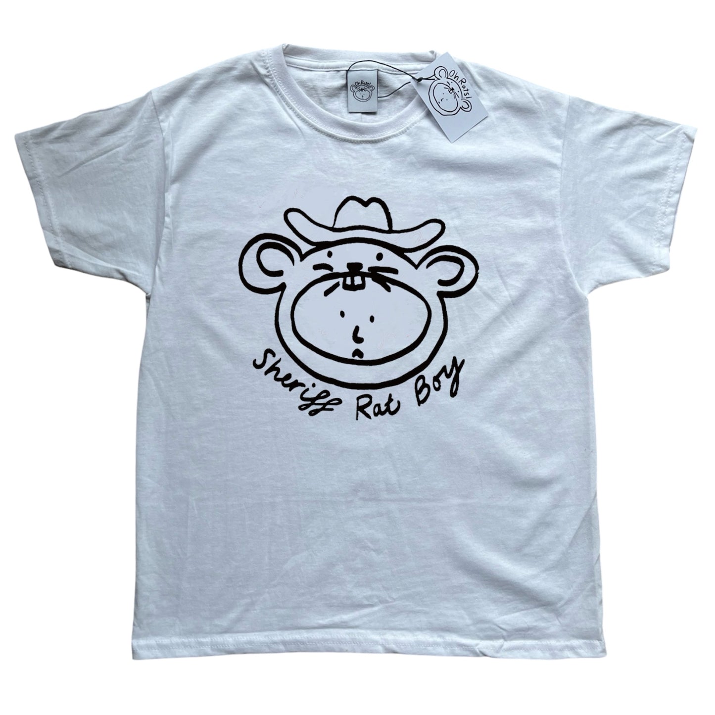‘Sheriff Rat Boy' Black on White Baby Tee