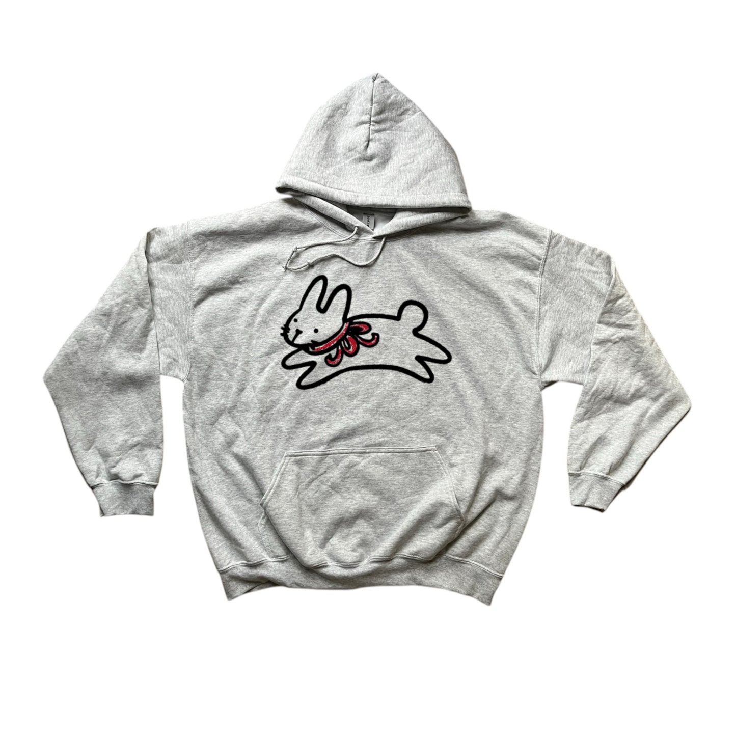 Bow bunny black on grey with red detailing hoodie