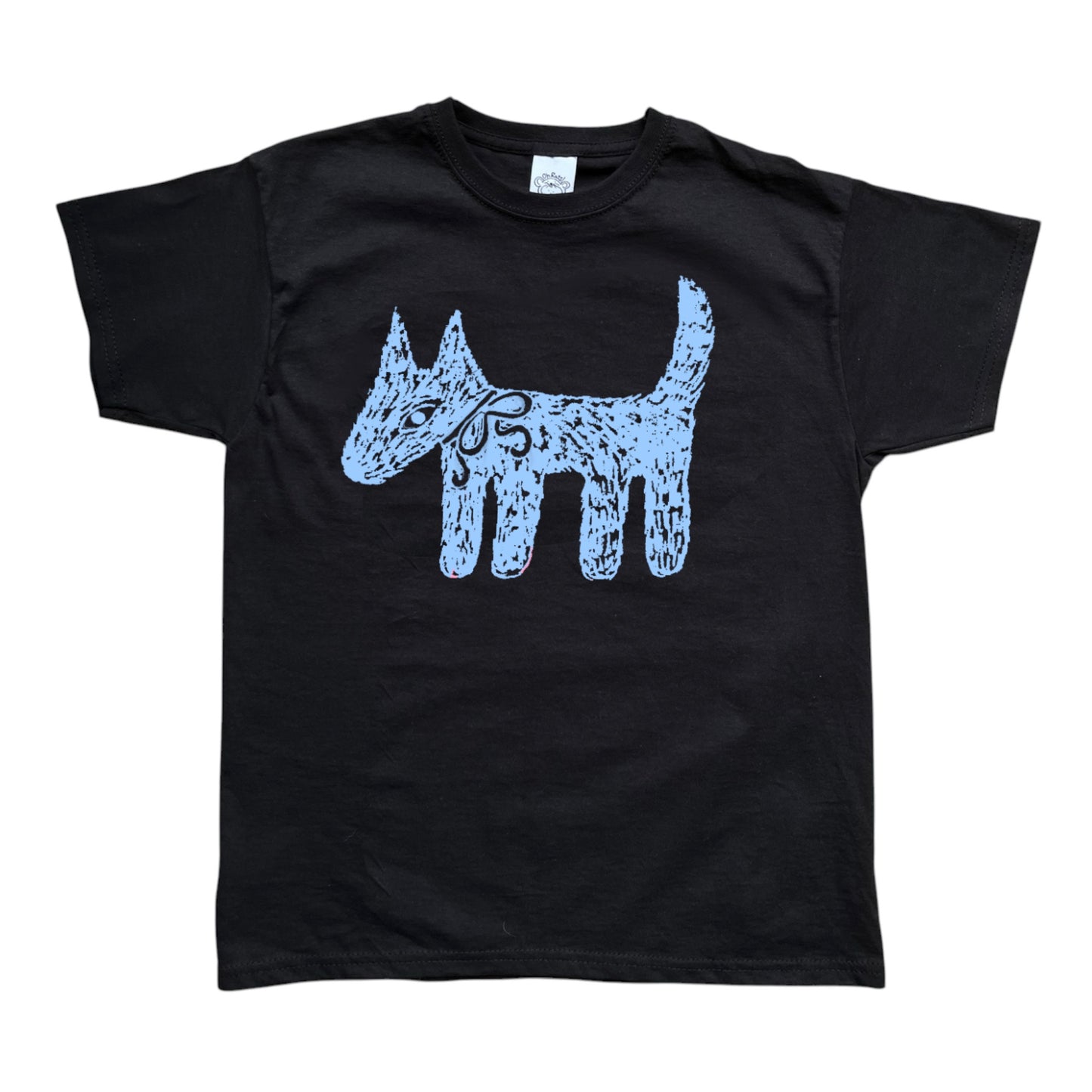 Scruffy dog light blue on black Baby Tee