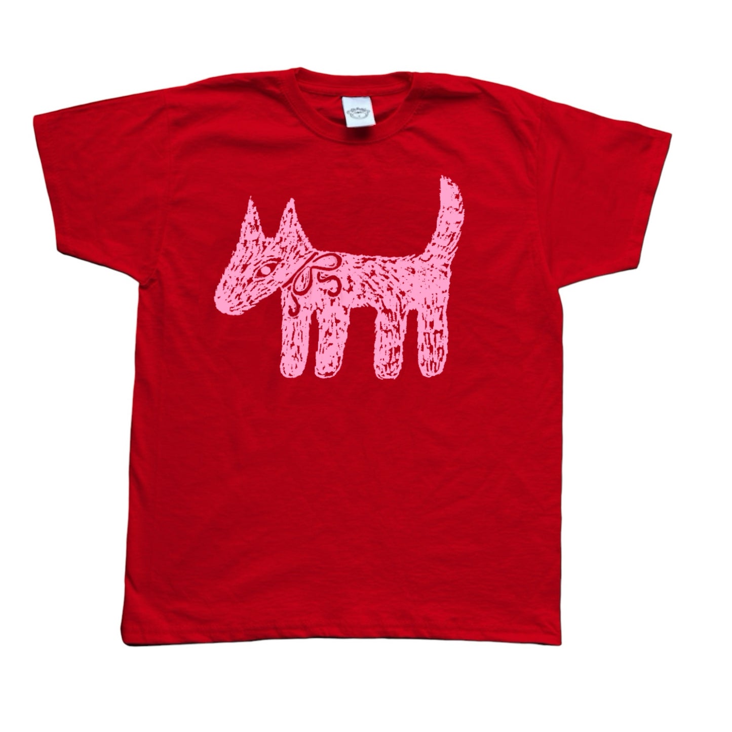 Scruffy dog pink on red Baby Tee