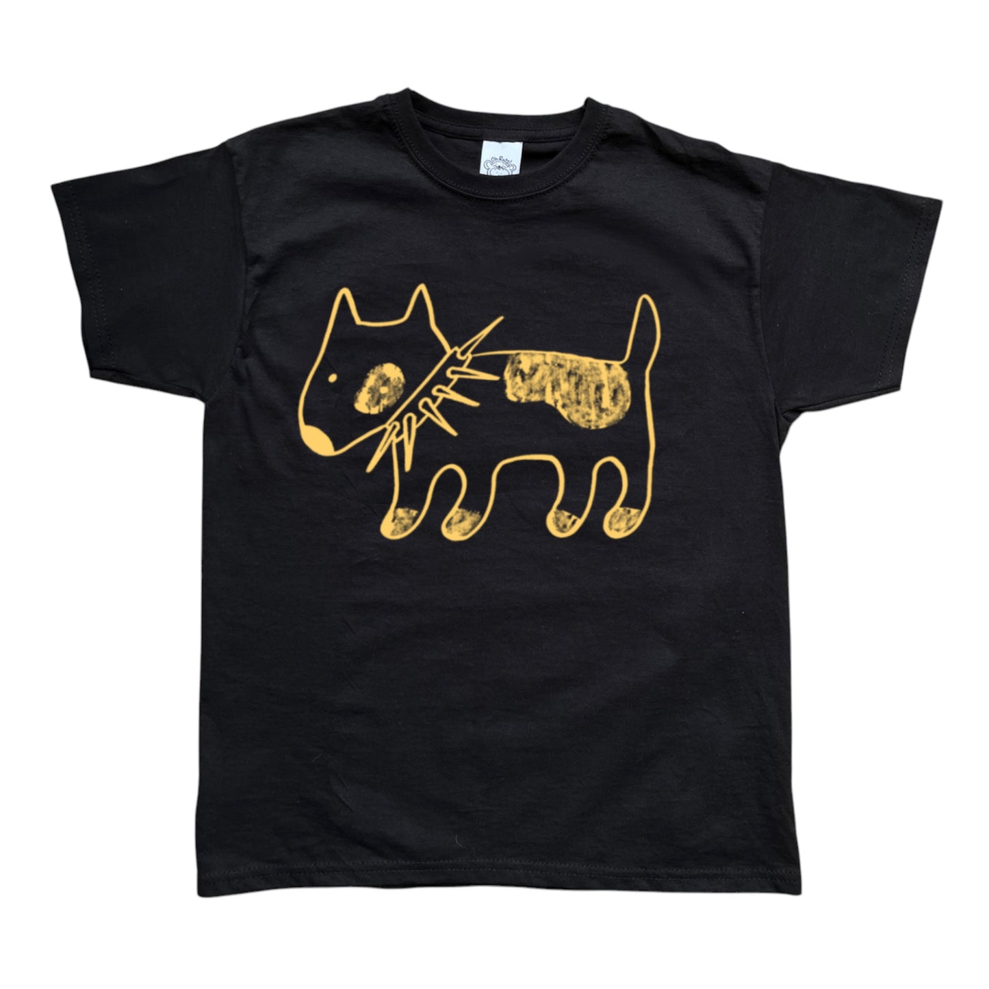 Spiky collar dog light yellow on black Baby Tee