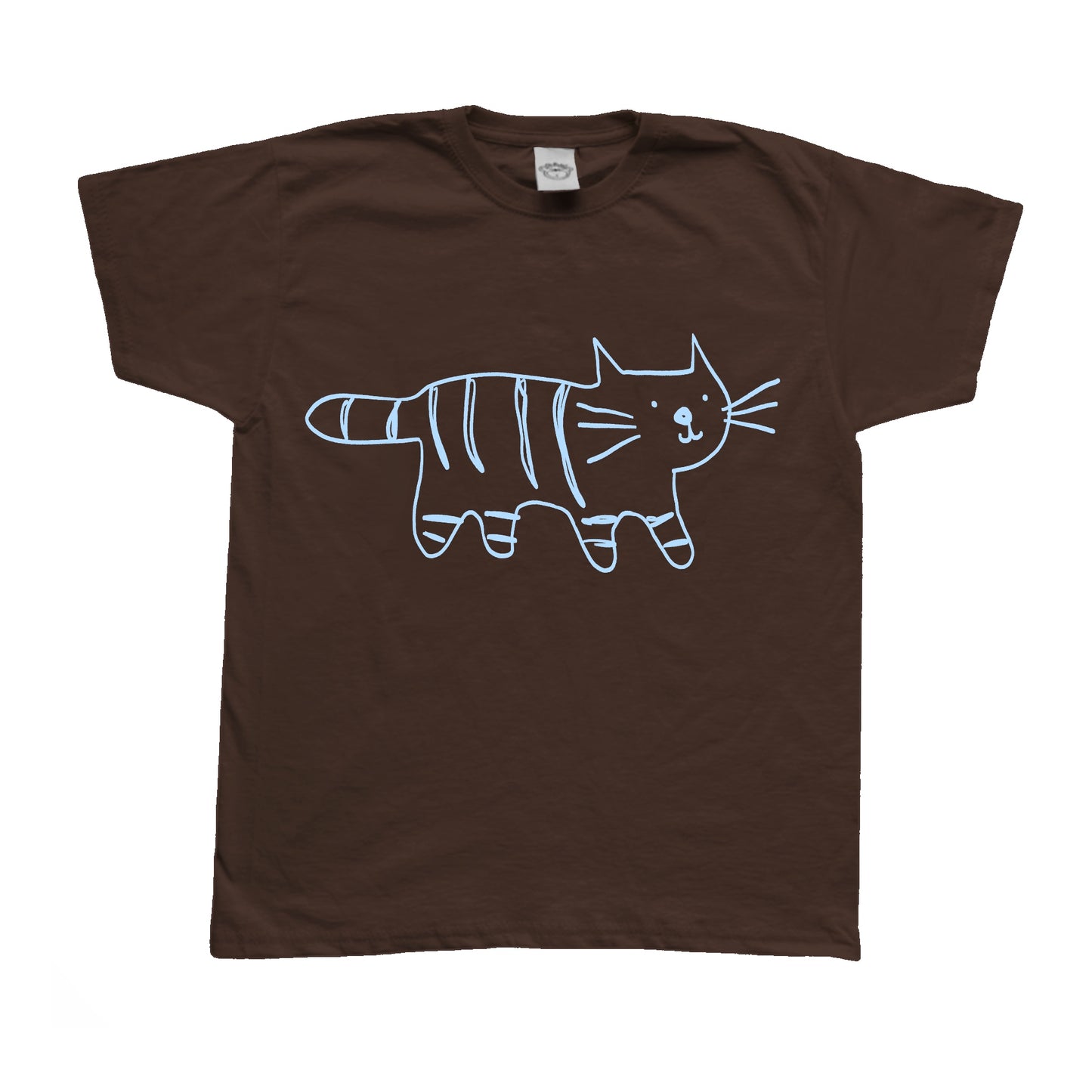 Tiger light blue on brown Tee