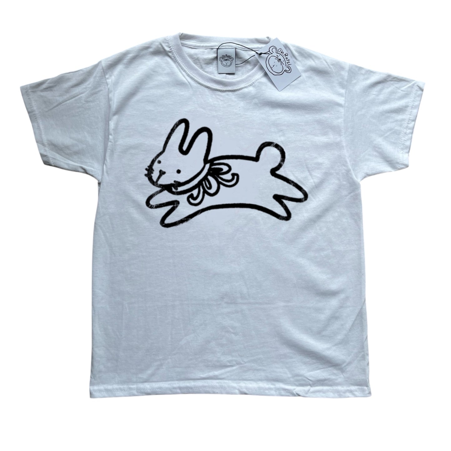bow bunny black on white tee