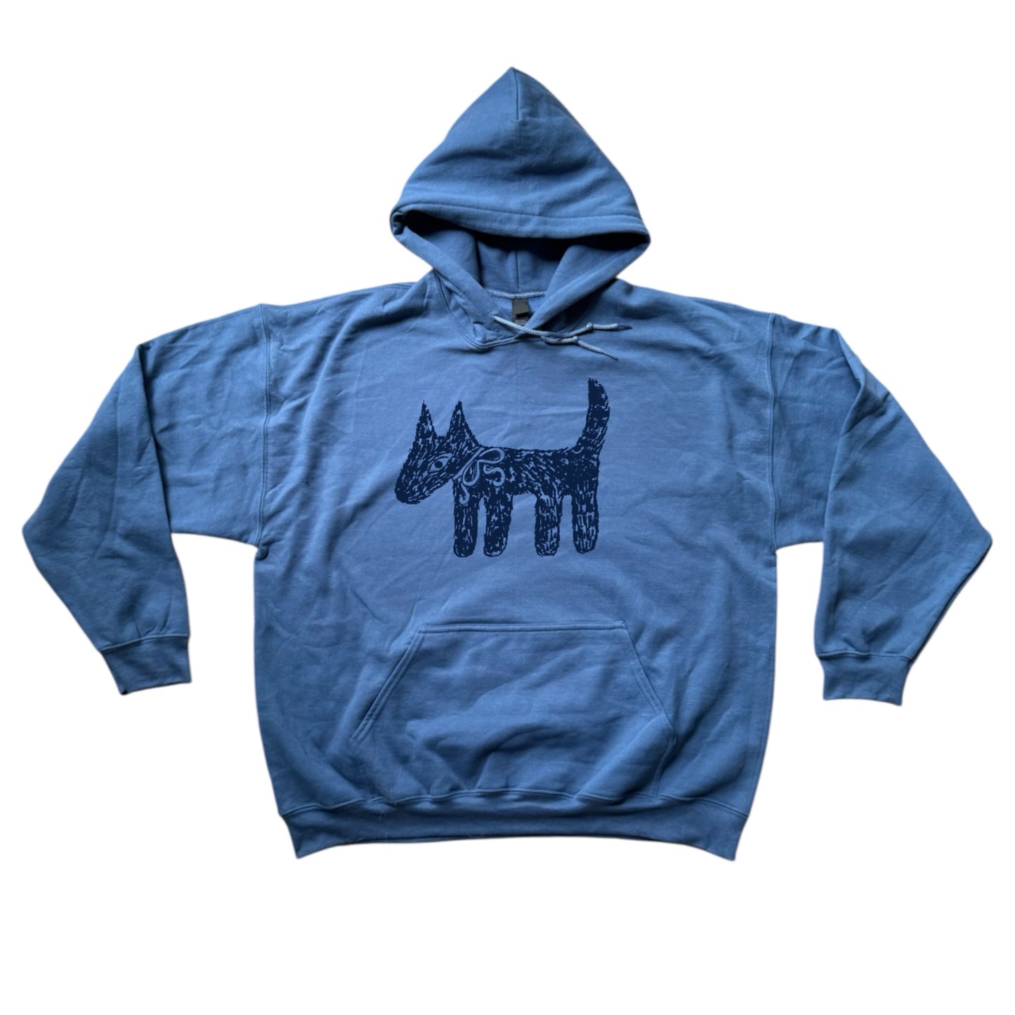 Scruffy dog indigo blue hoodie