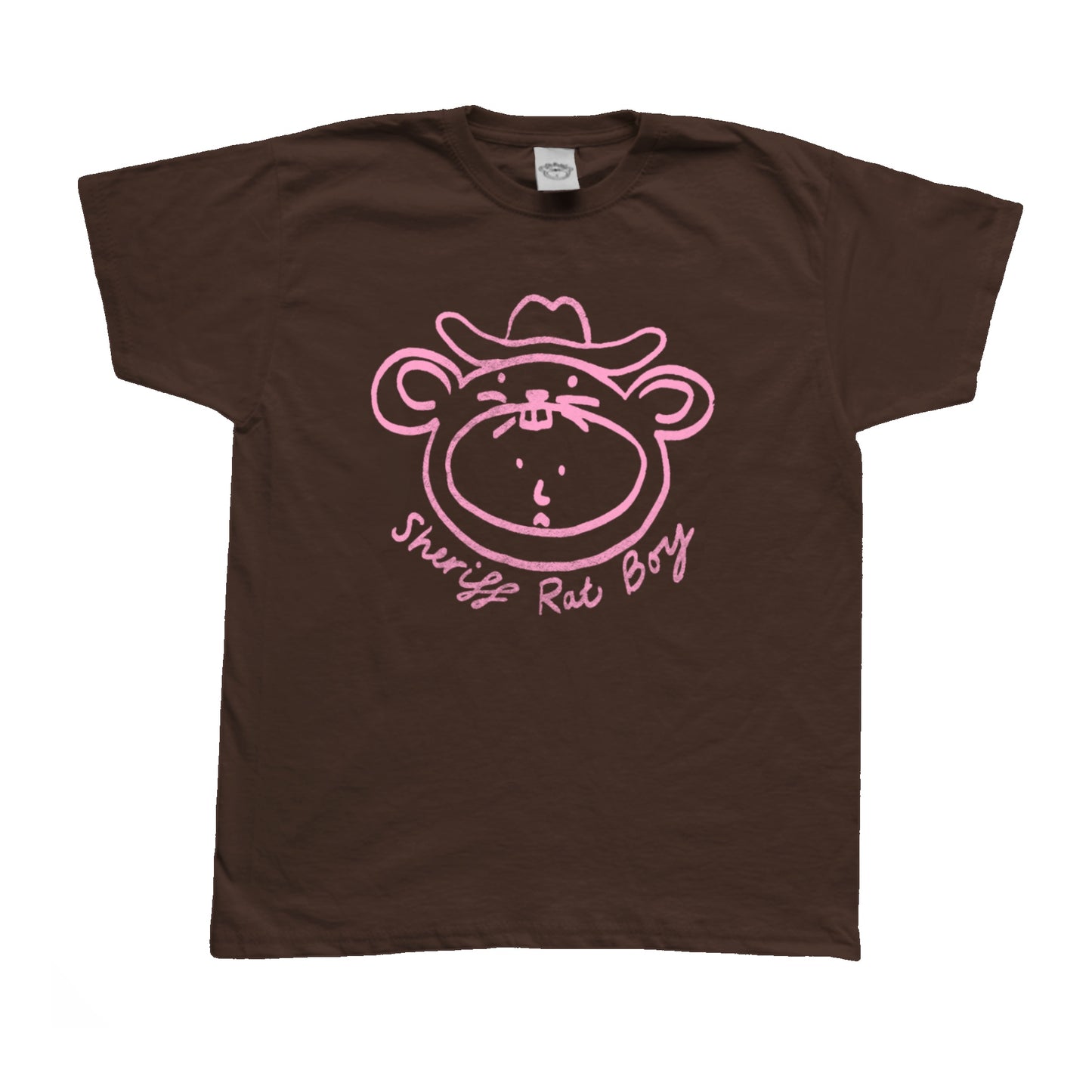 ‘Sheriff Rat Boy' Pink on Brown Baby Tee