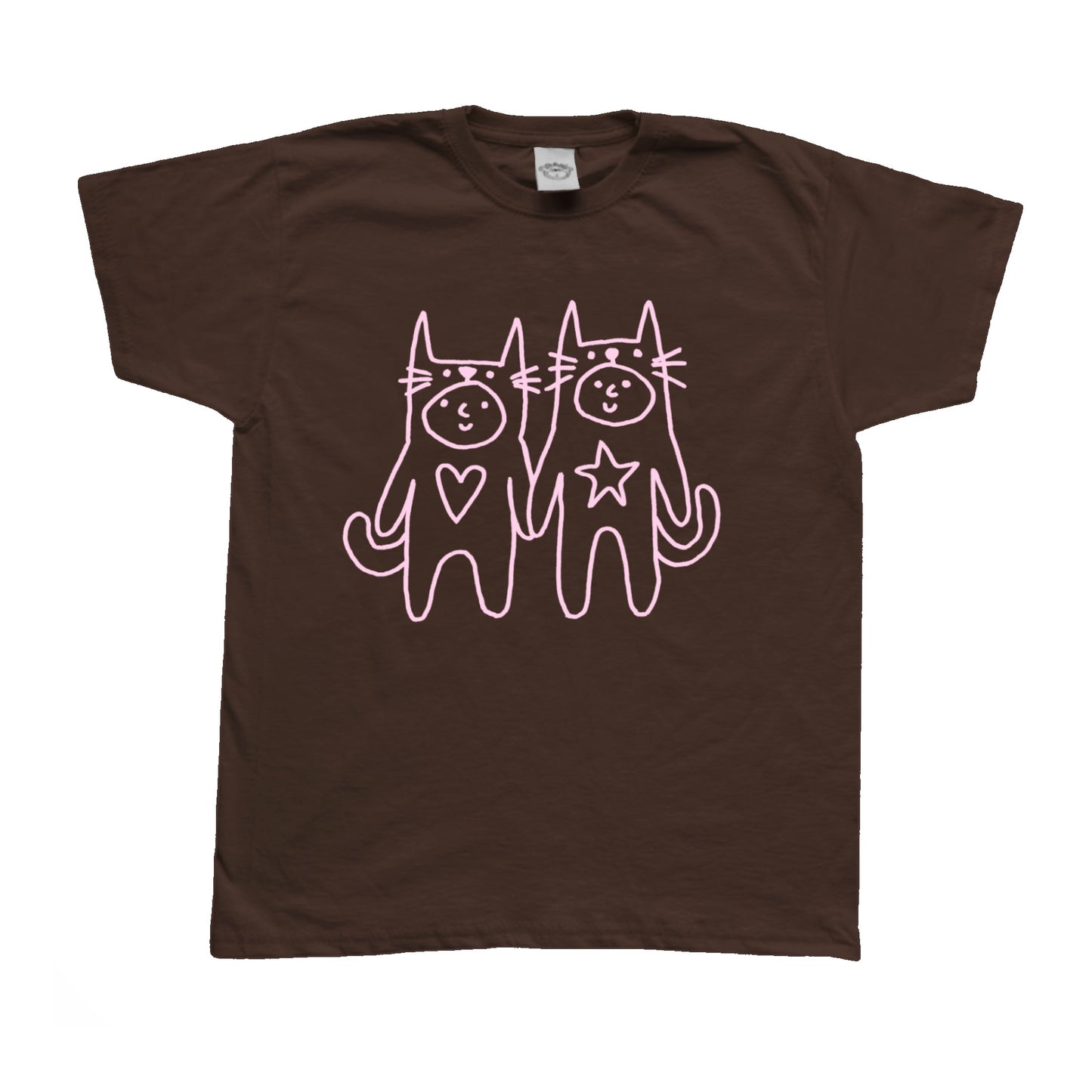 Two critters in love pink on brown Tee