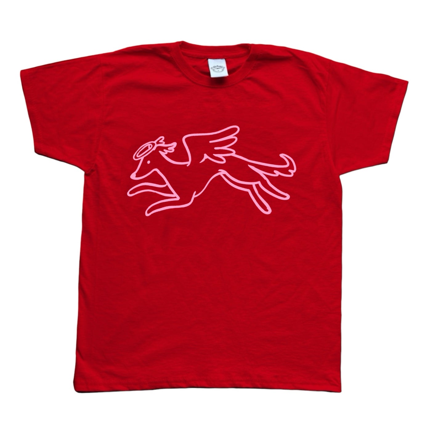 Heavenly Hound pink on red Baby Tee