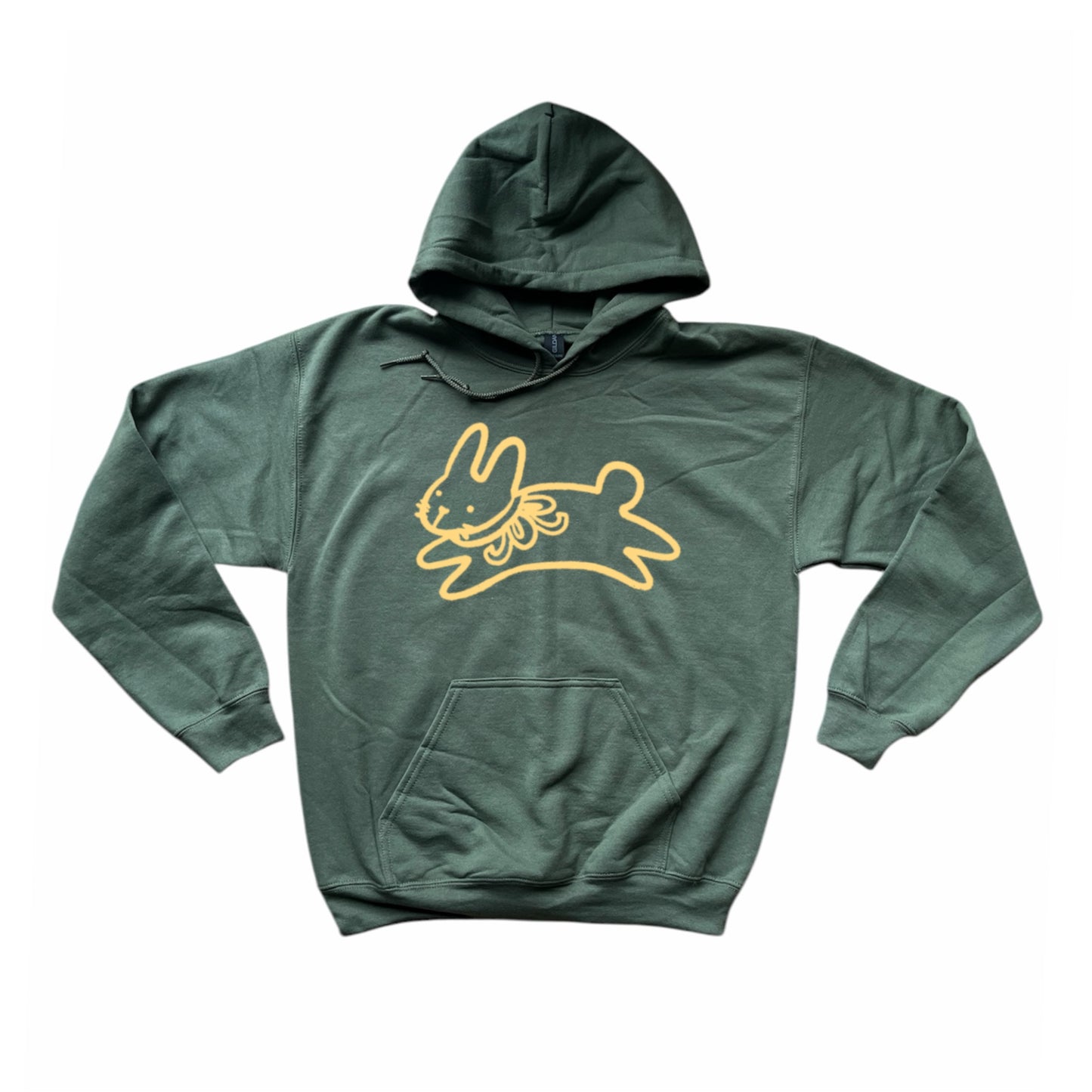 Bow bunny light yellow on khaki hoodie