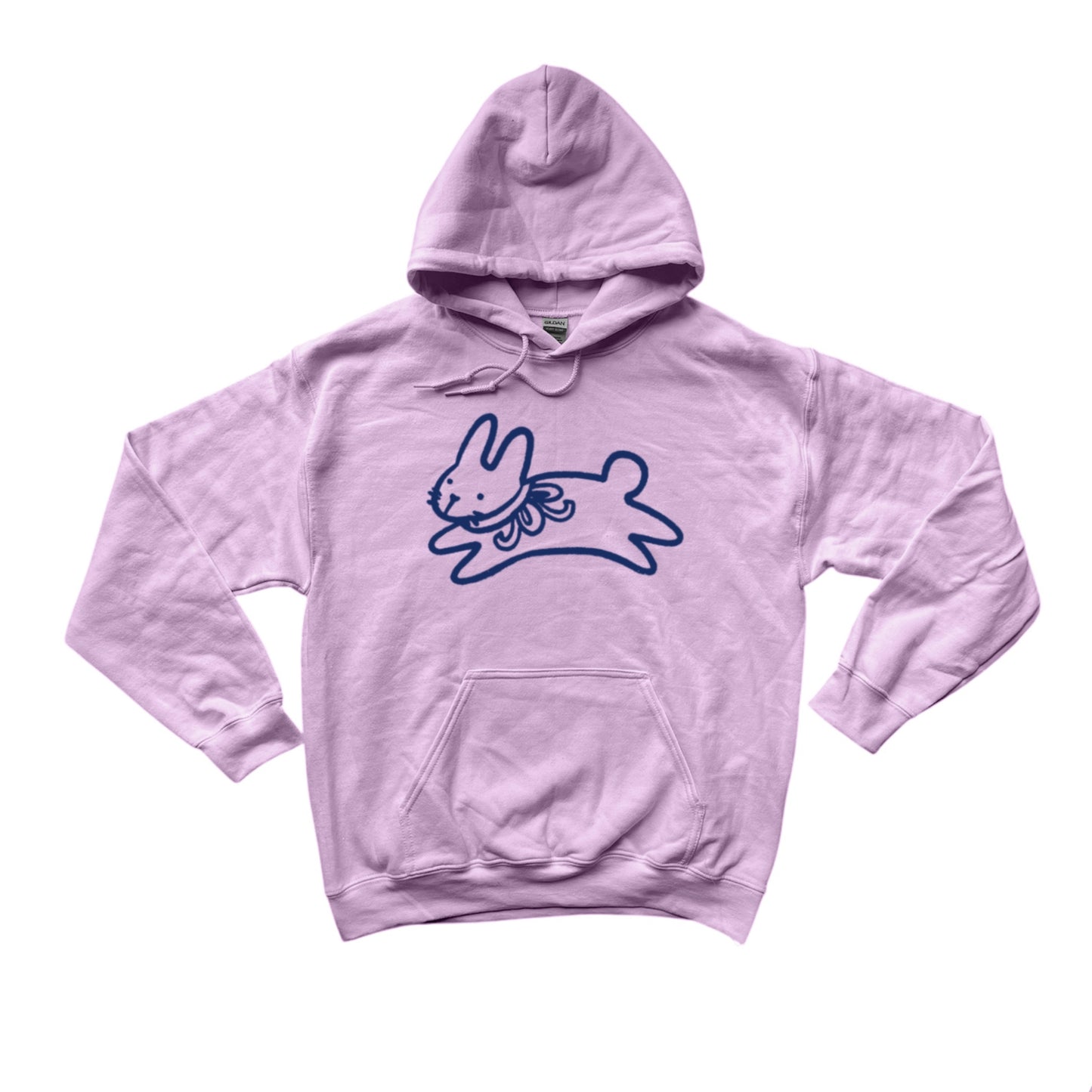 Bow bunny navy on pink hoodie