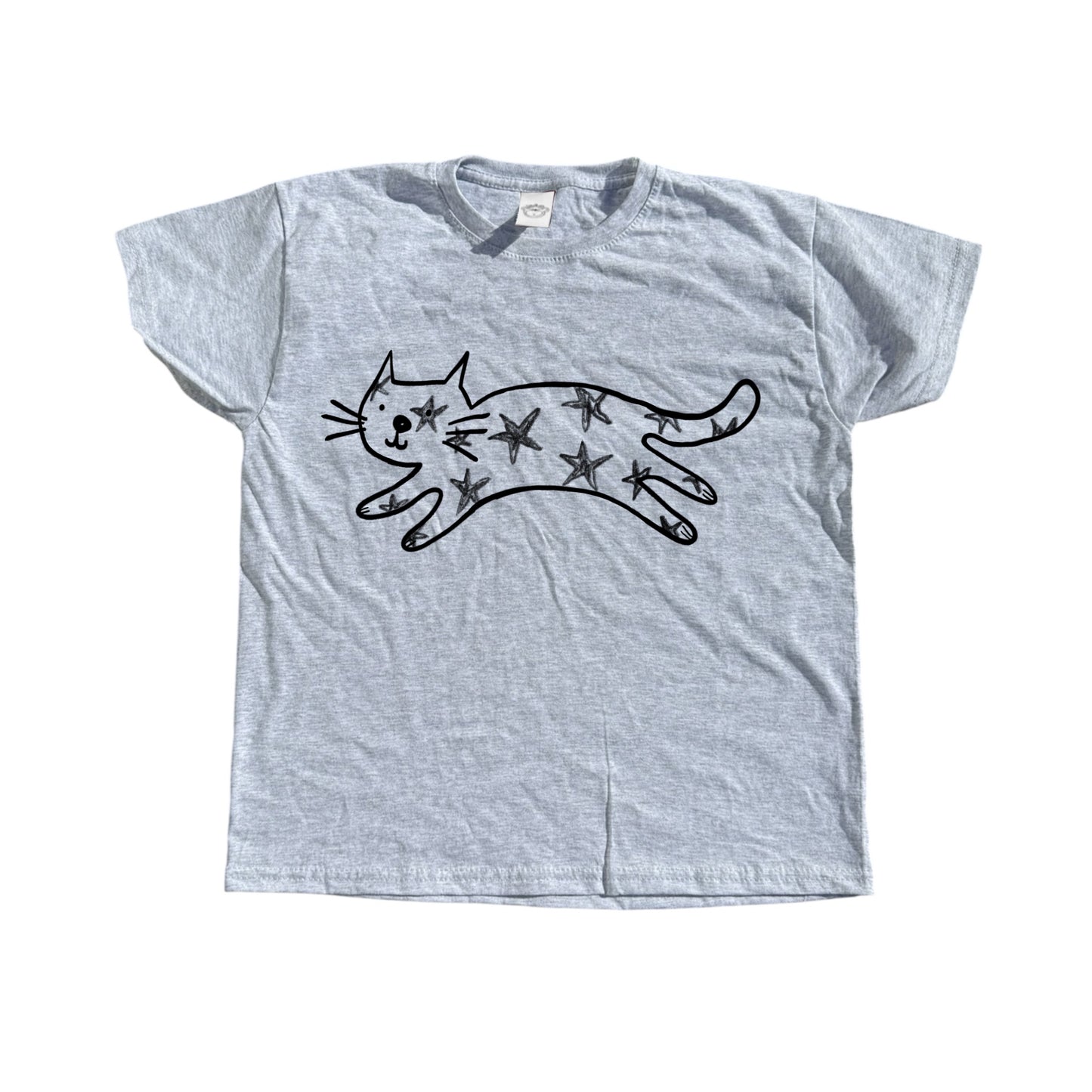 Starry cat grey tee
