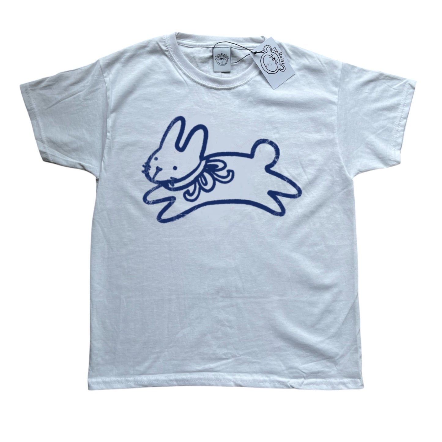 bow bunny navy on white tee