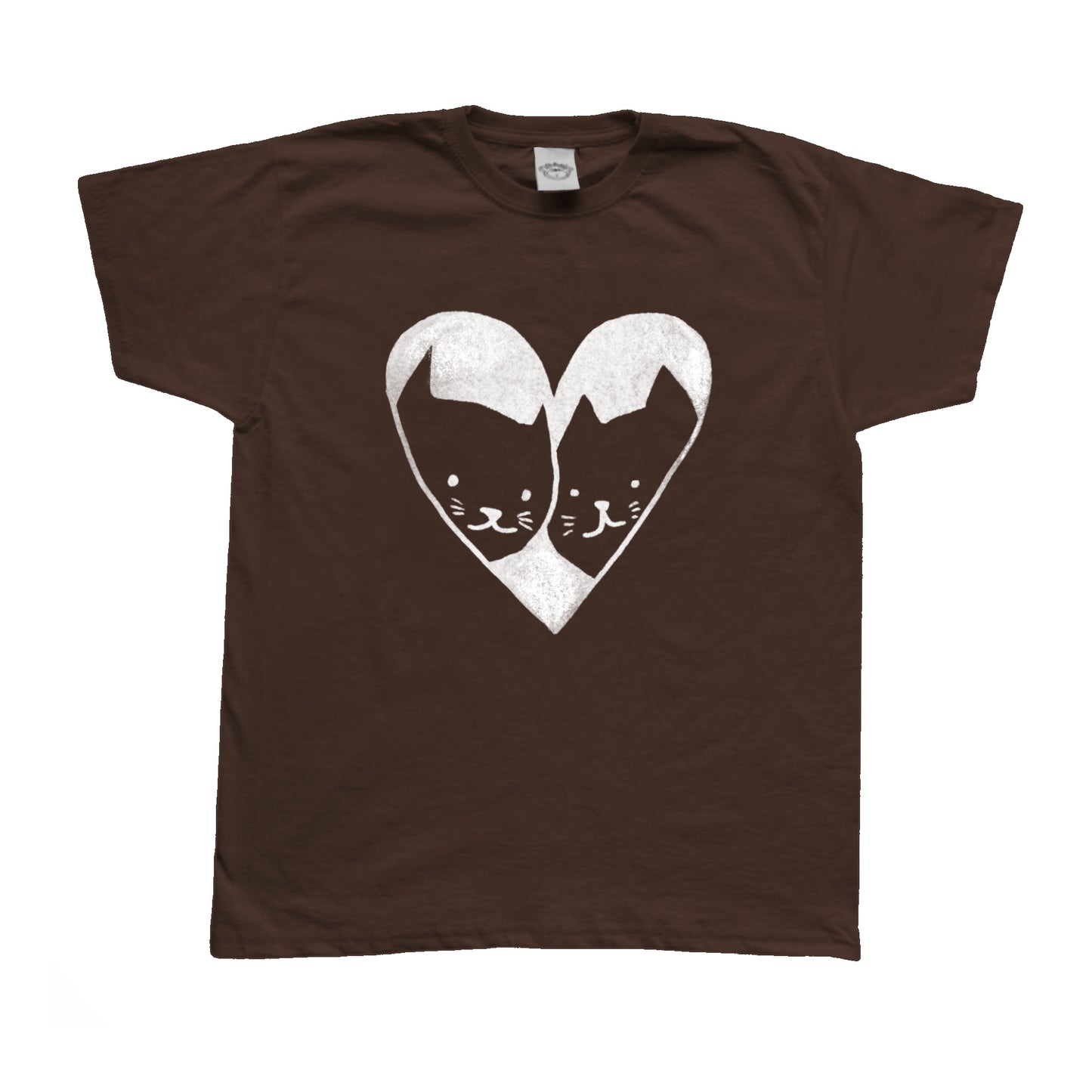2 Cats in Love white on brown Tee