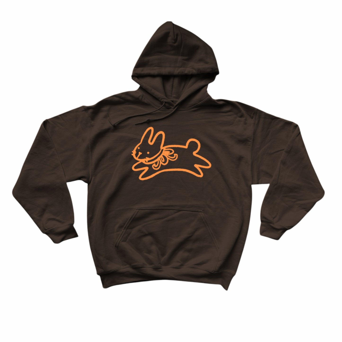 Bow bunny orange on brown hoodie