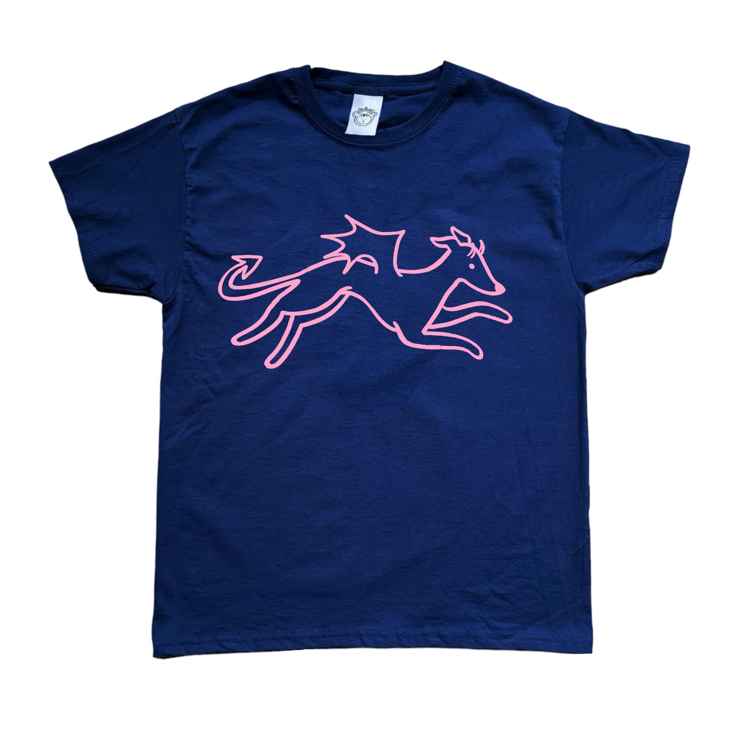 Devil Dog pink on navy Baby Tee