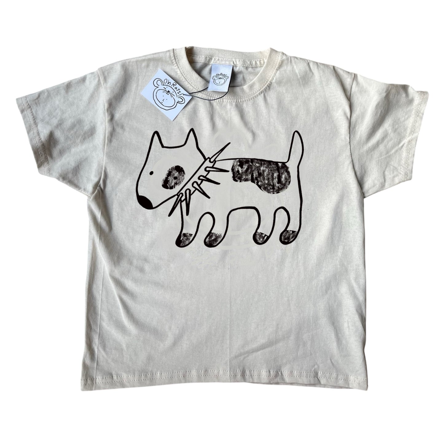 Spiky collar brown on beige dog Baby Tee