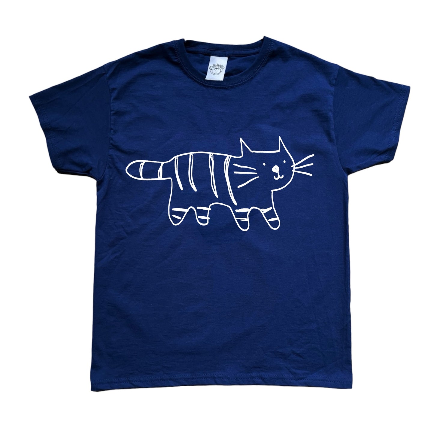 Tiger white on navy Tee