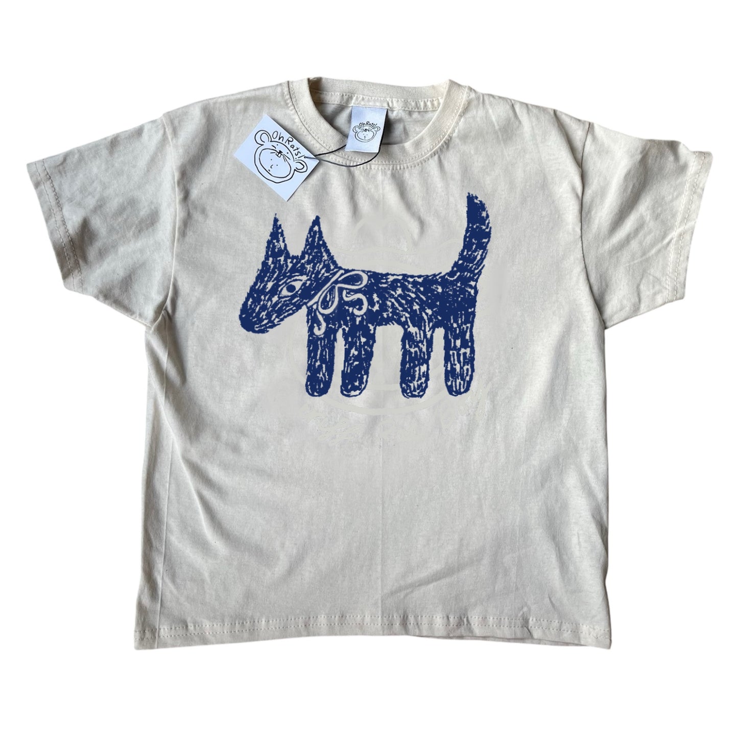 Scruffy bow dog navy on beige Baby Tee