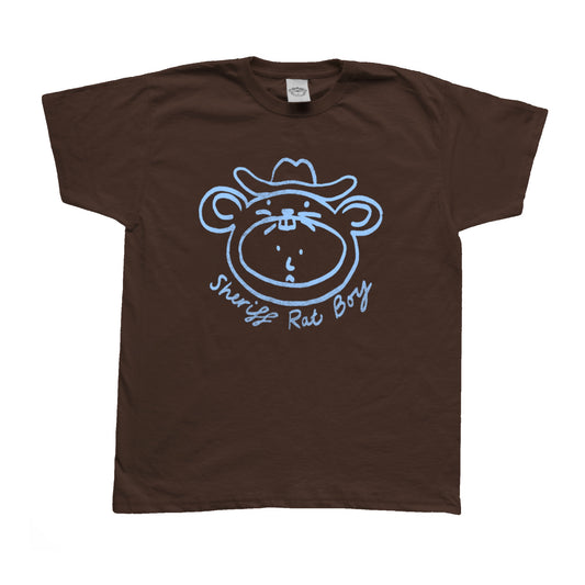‘Sheriff Rat Boy' blue on Brown Baby Tee