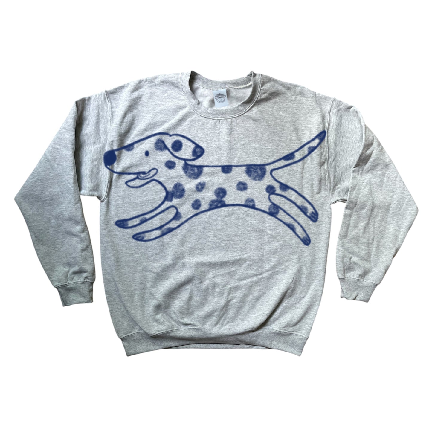 MEGA Polka dot dalmatian dog navy on grey sweatshirt