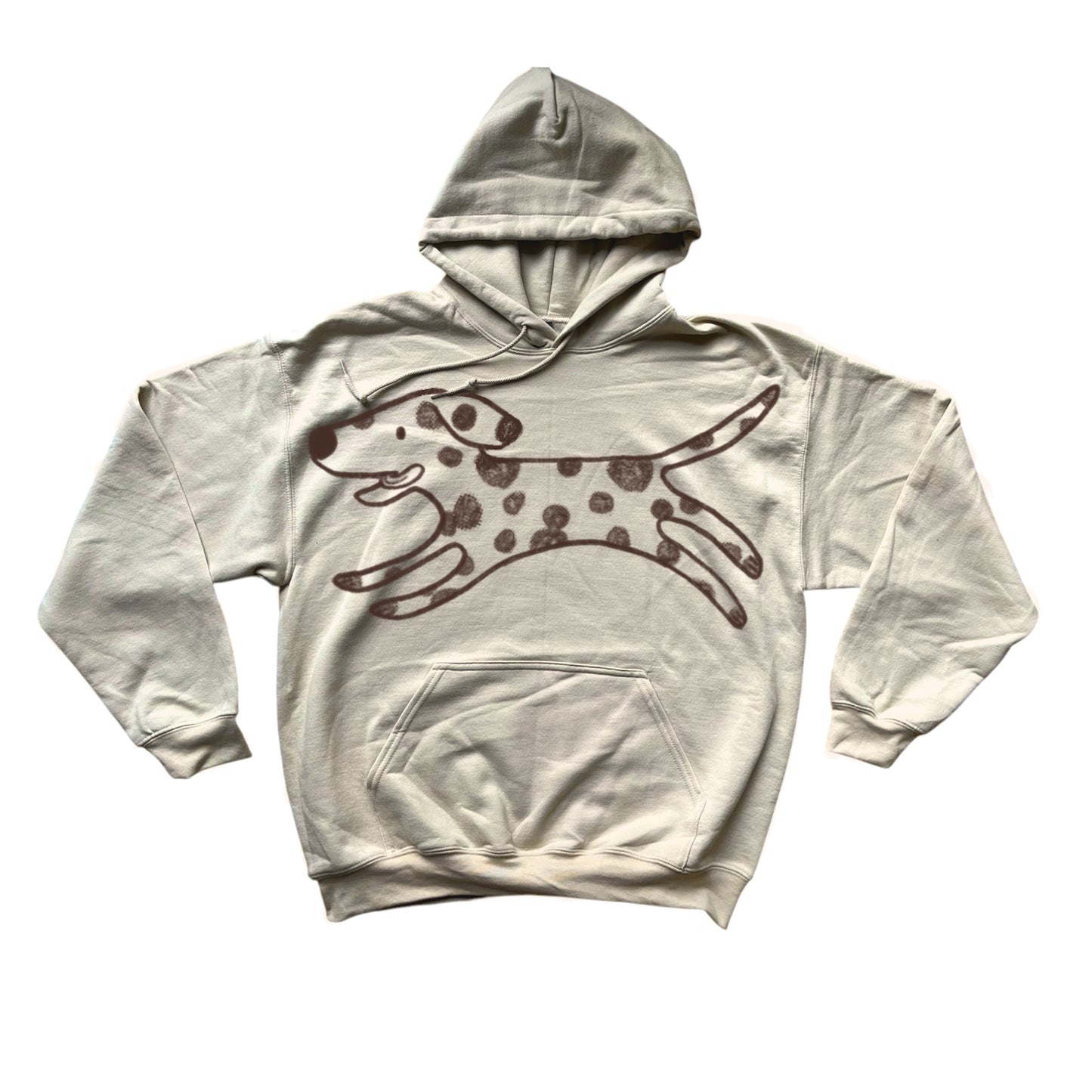 MEGA Polka dot dalmatian dog brown on beige hoodie