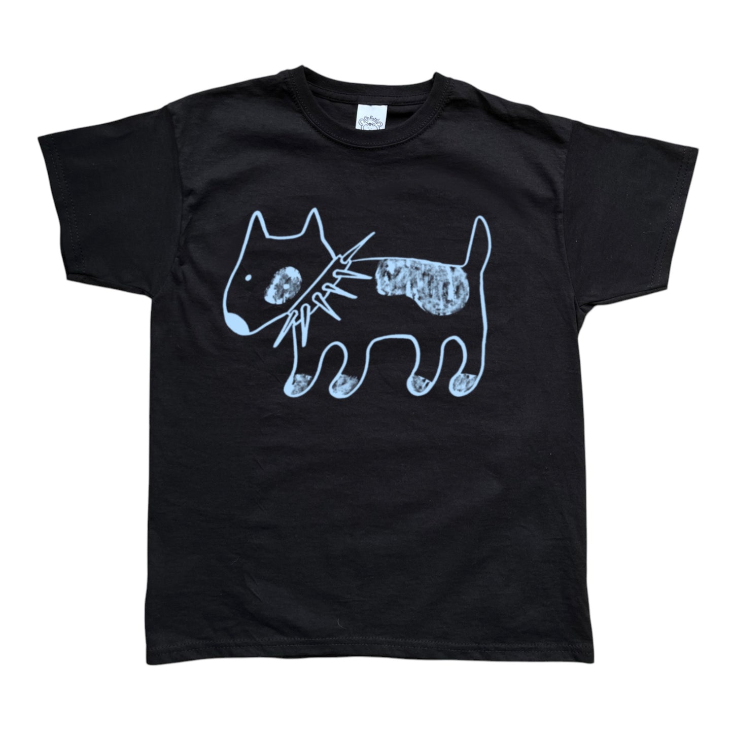 Spiky collar dog light blue on black Baby Tee