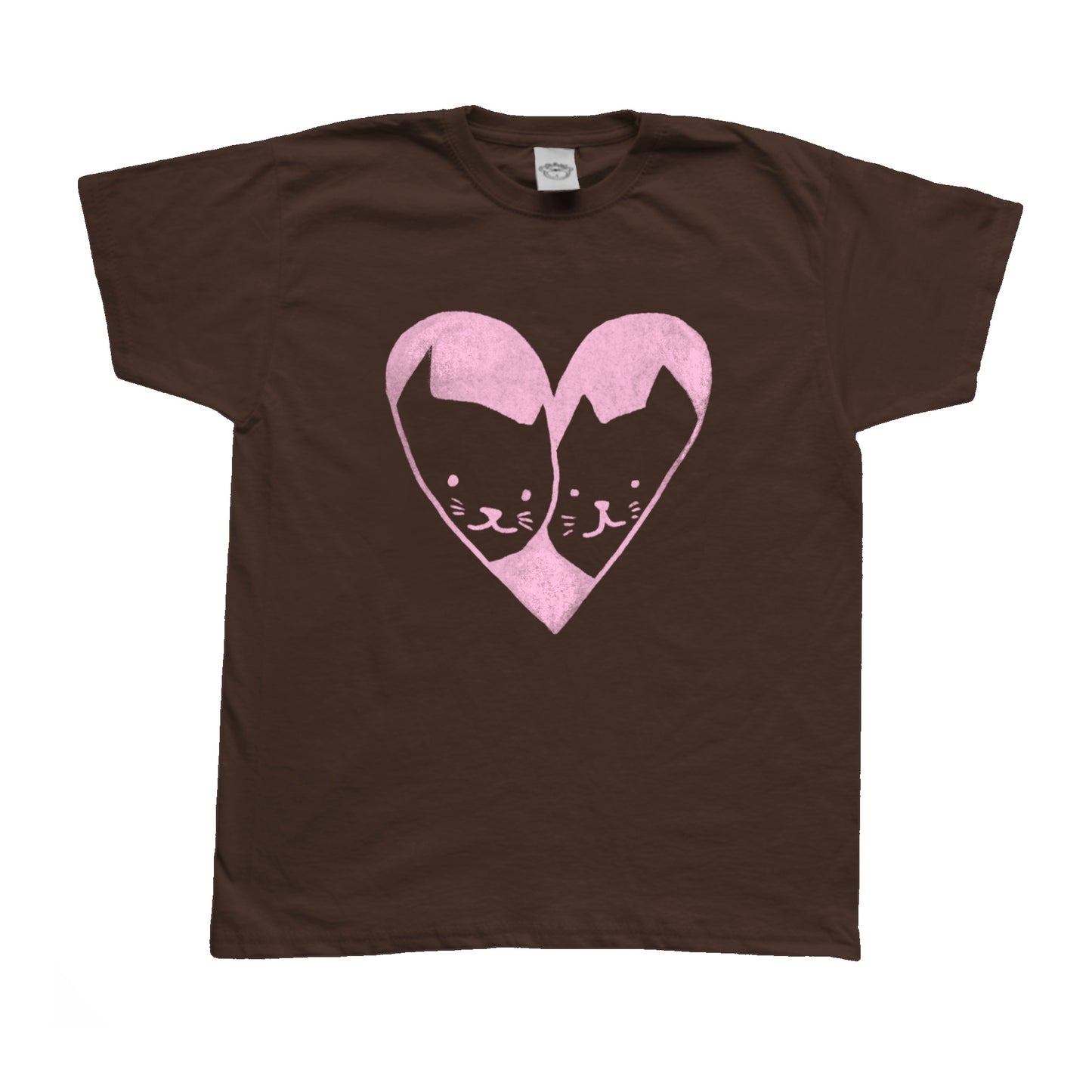 Cats in Love light pink on brown Tee