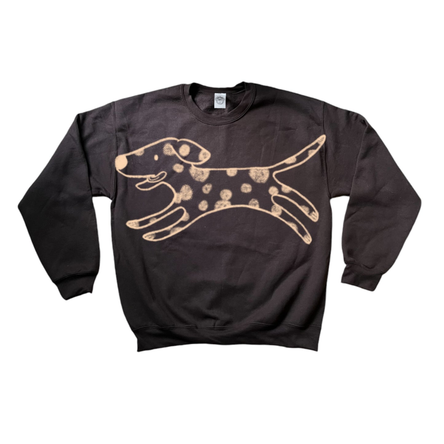MEGA Polka dot dalmatian dog beige on brown sweatshirt