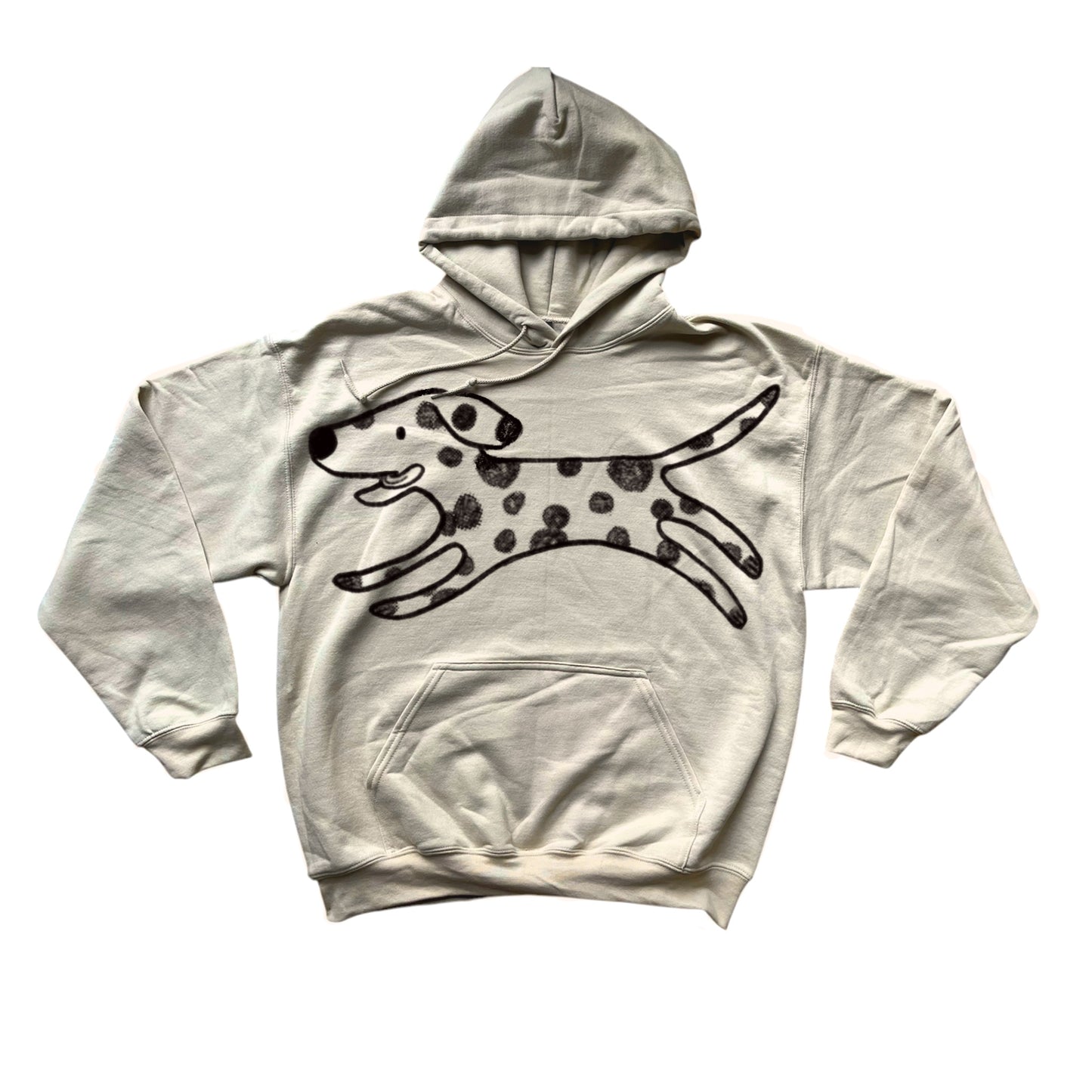 MEGA Polka dot dalmatian dog beige hoodie