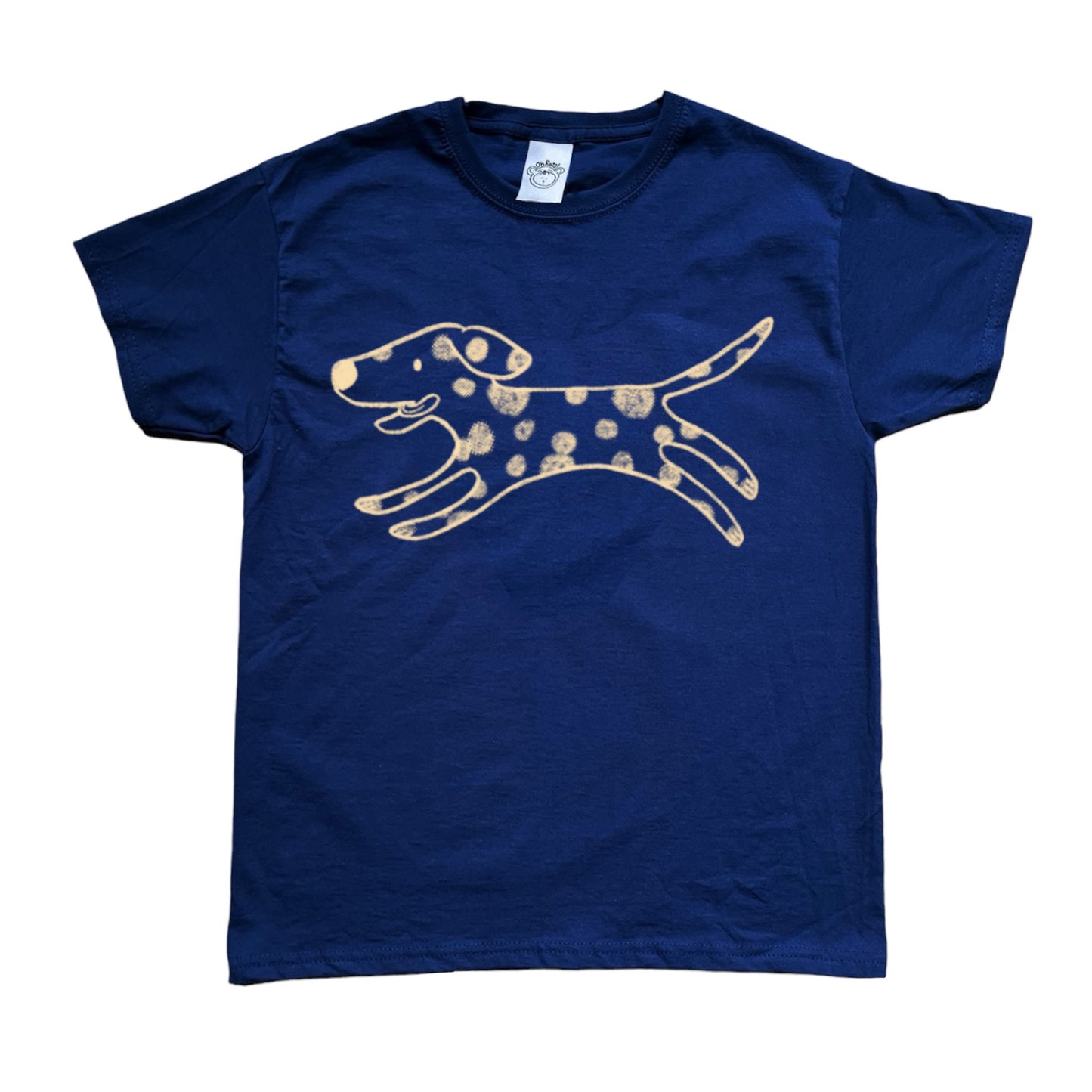 Polka dot Dalmatian dog beige on navy Baby Tee