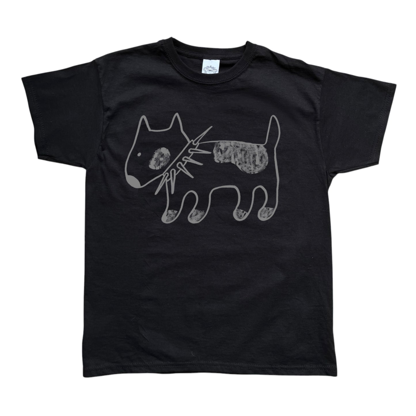 Spiky collar dog grey on black Baby Tee