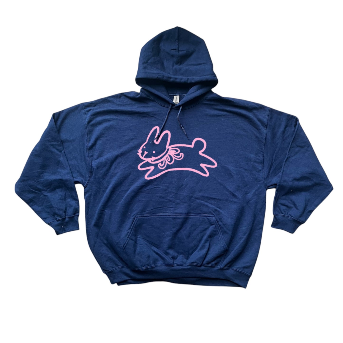 Bow bunny pink on navy hoodie