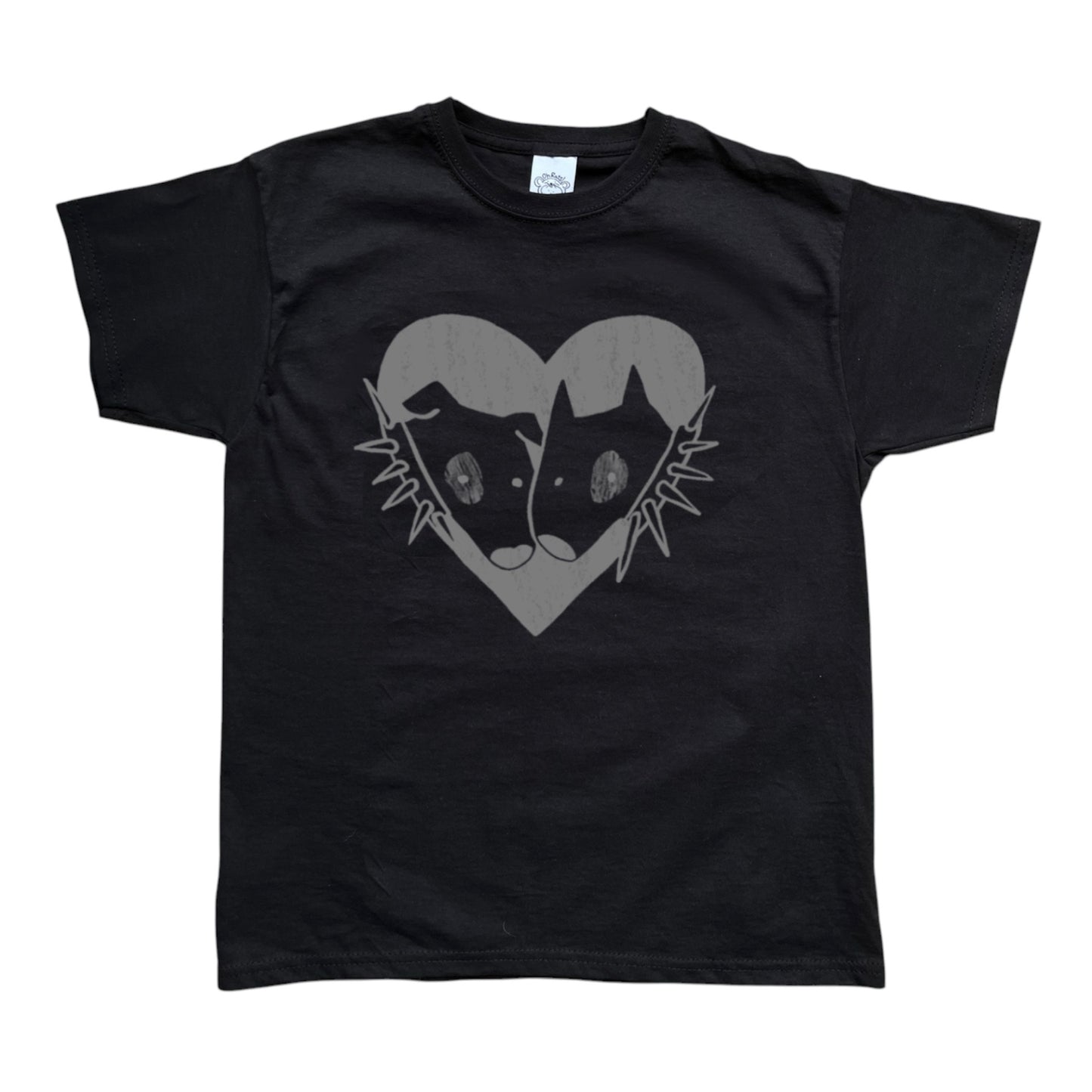 2 dogs in love navy on white Tee