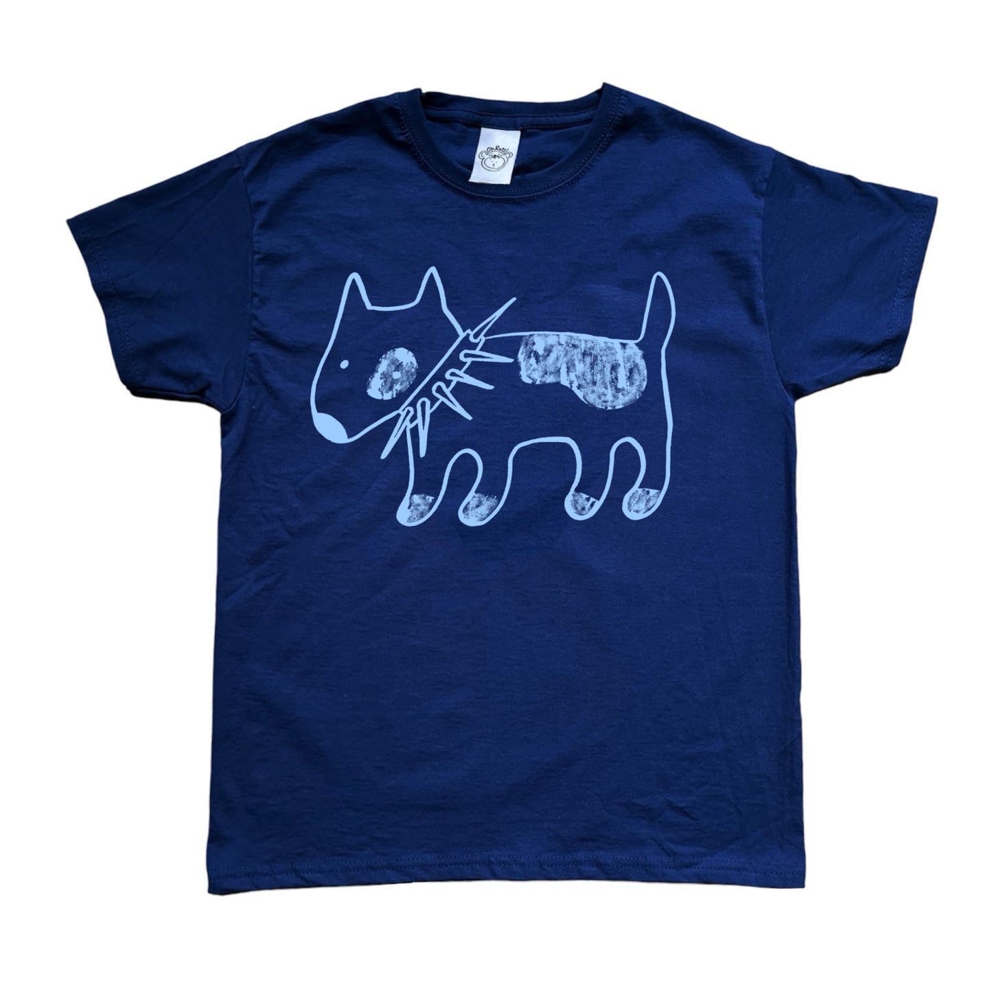 Spiky collar dog light blue on navy Baby Tee
