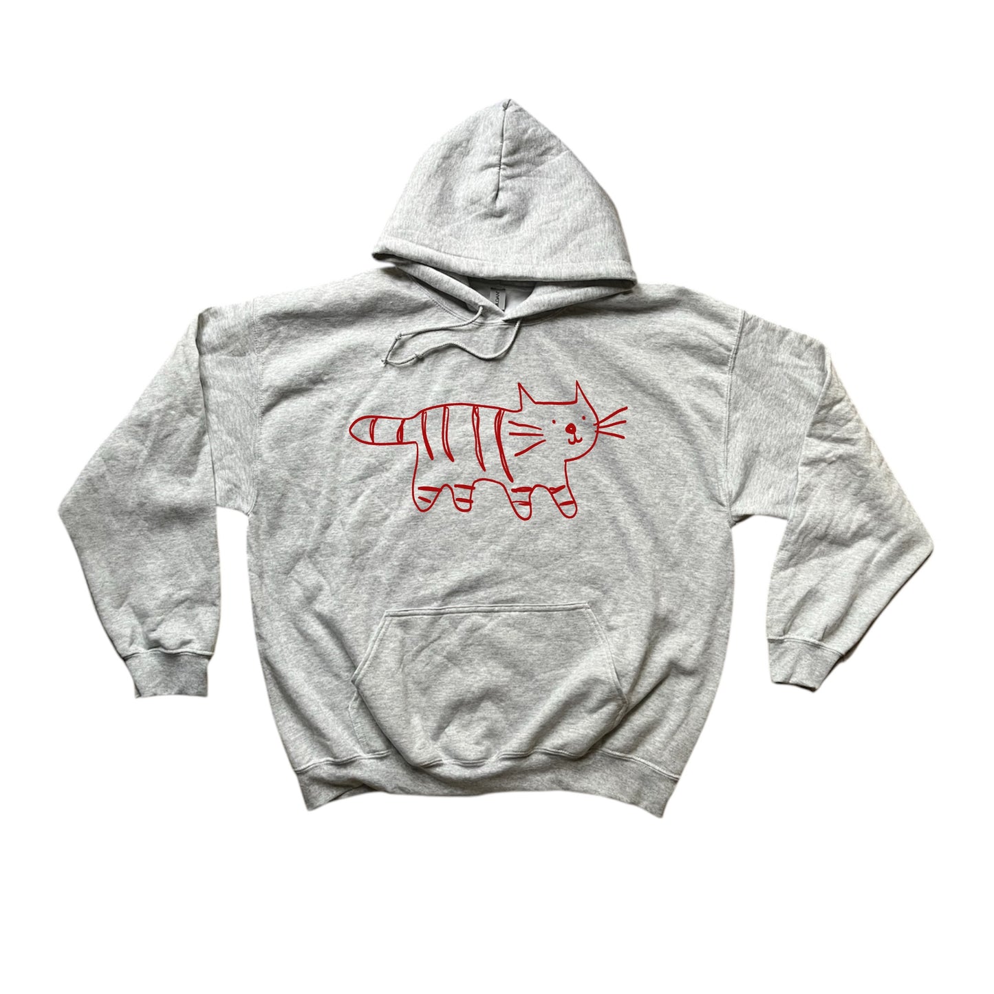 Tiger red on grey hoodie