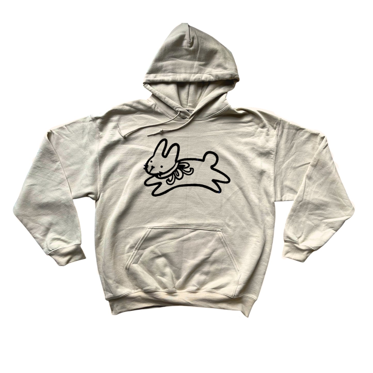 Bow bunny black on beige hoodie
