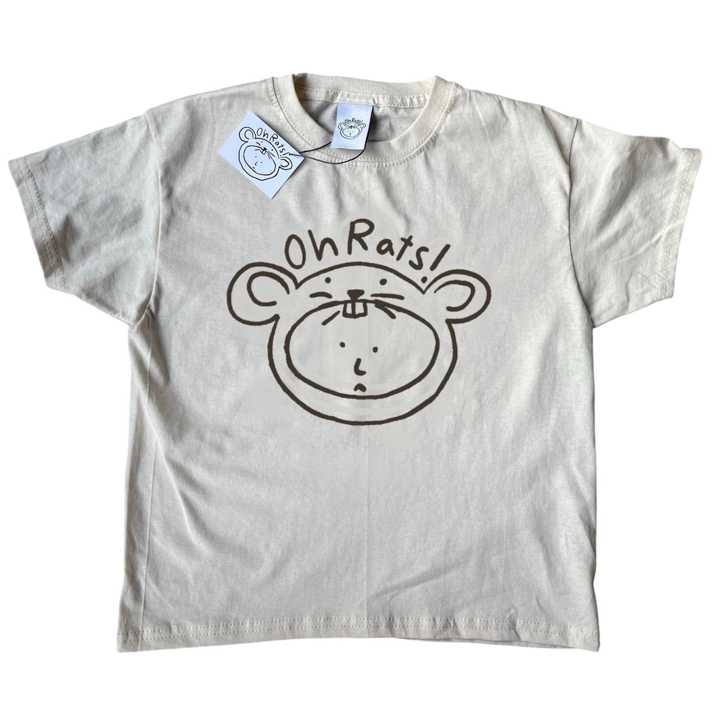 Oh Rats! Logo Brown on Beige baby tee