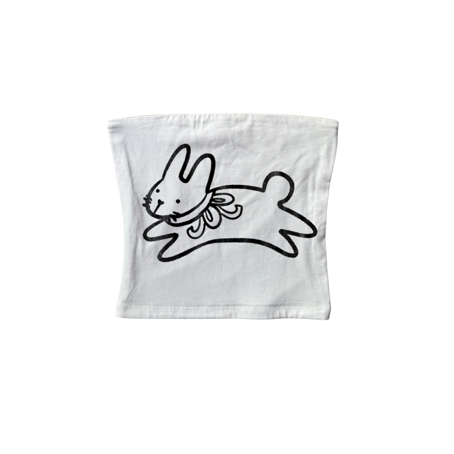 Black on white bow bunny bandeau top